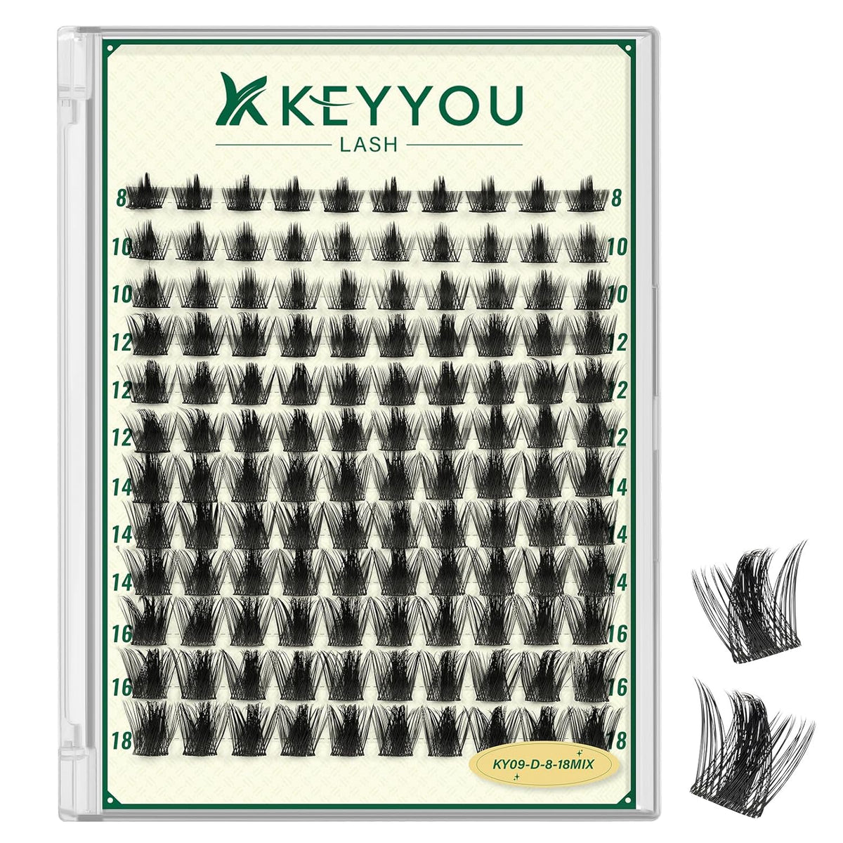 KEYYOULASH Lash Clusters Manga Lash Extension D Curl 120pcs 8-18mm Wispy Eyelash Clusters Natural