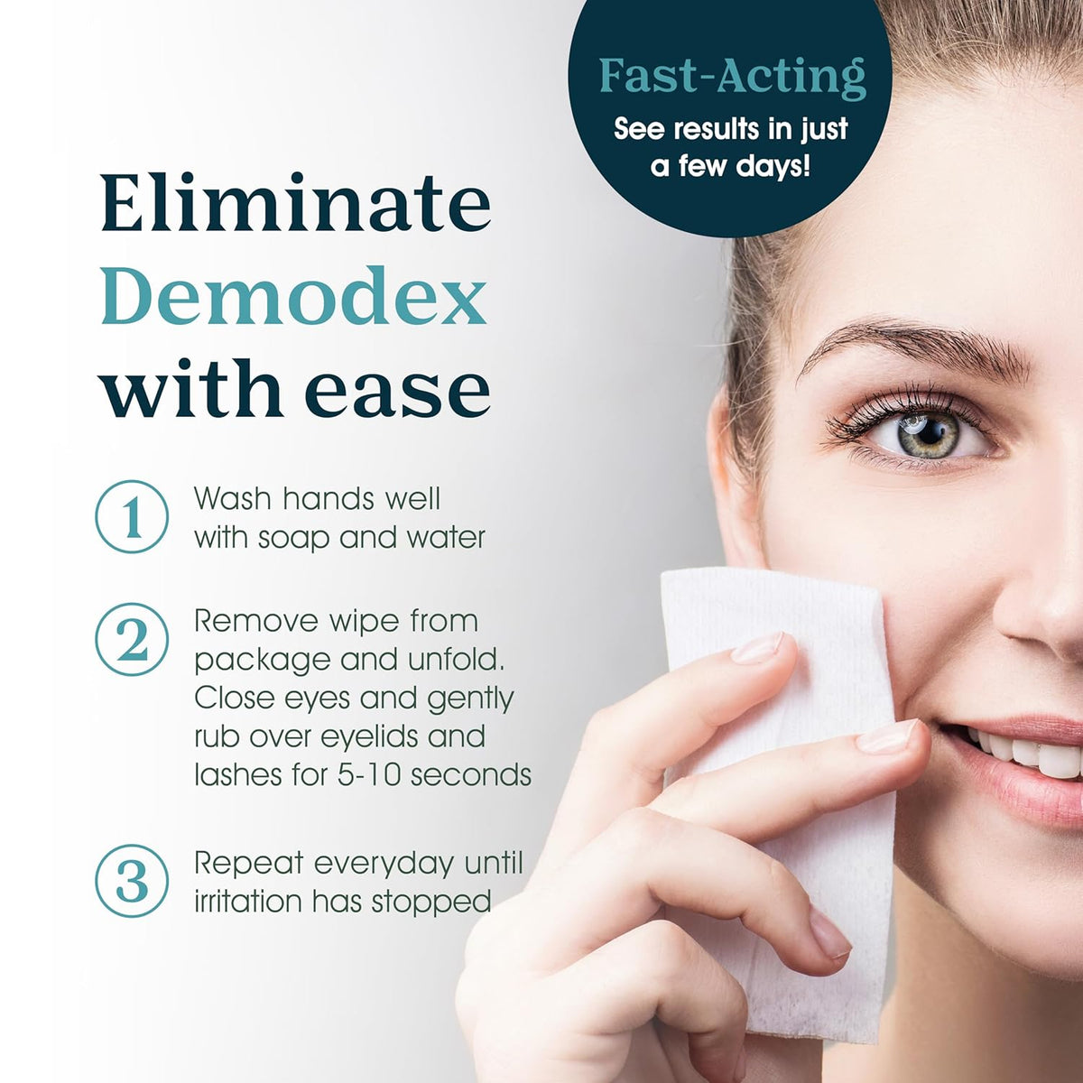 NOVEHA Demodex Eyelid & Lash Wipes | Box Of 60 Individually Wrapped Extra Strength Cleansing