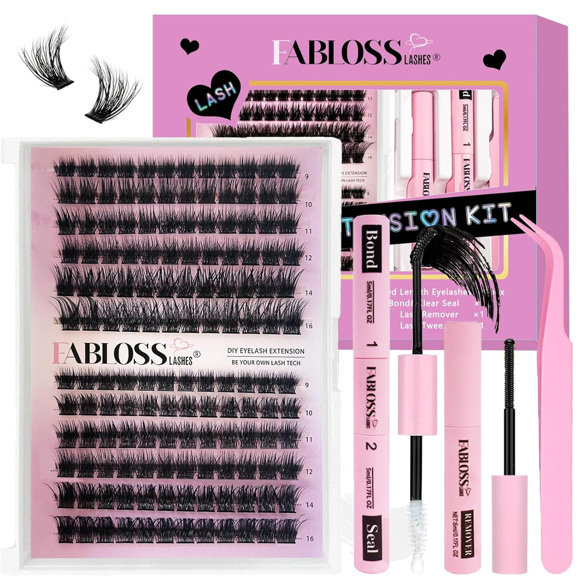 Lash Clusters Kit Fluffy 144Pcs Lash Clusters DIY Eyelash Extension Kit 80D Individual Lashes
