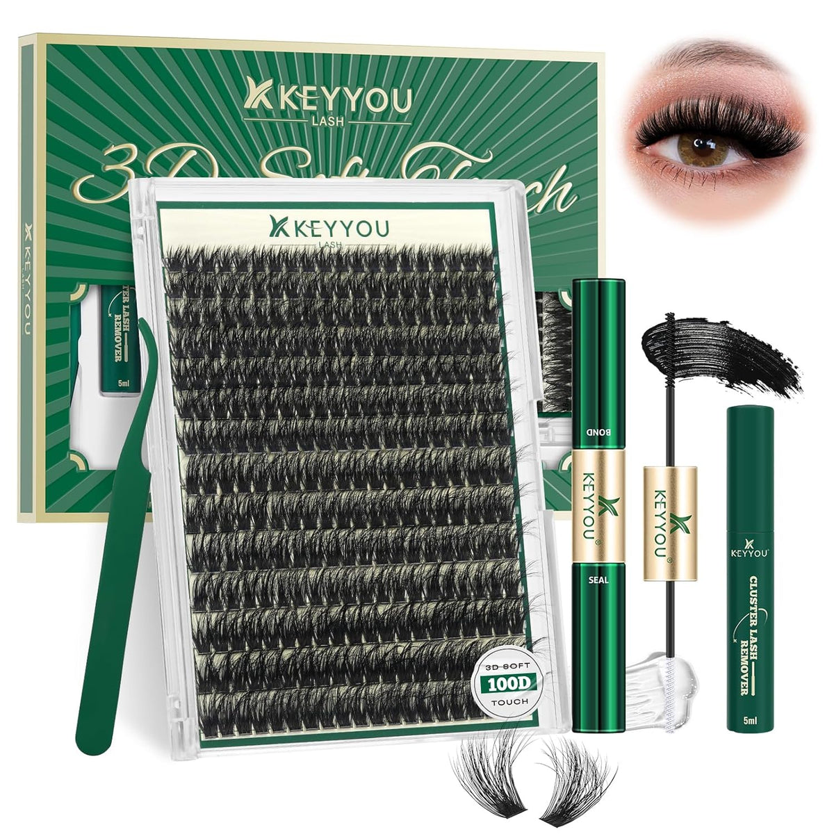 Clusters Kit 3D Effect Eyelash Clusters Kit 280pcs 100D D Curl 9-18MIX Individual Lashes Wispy