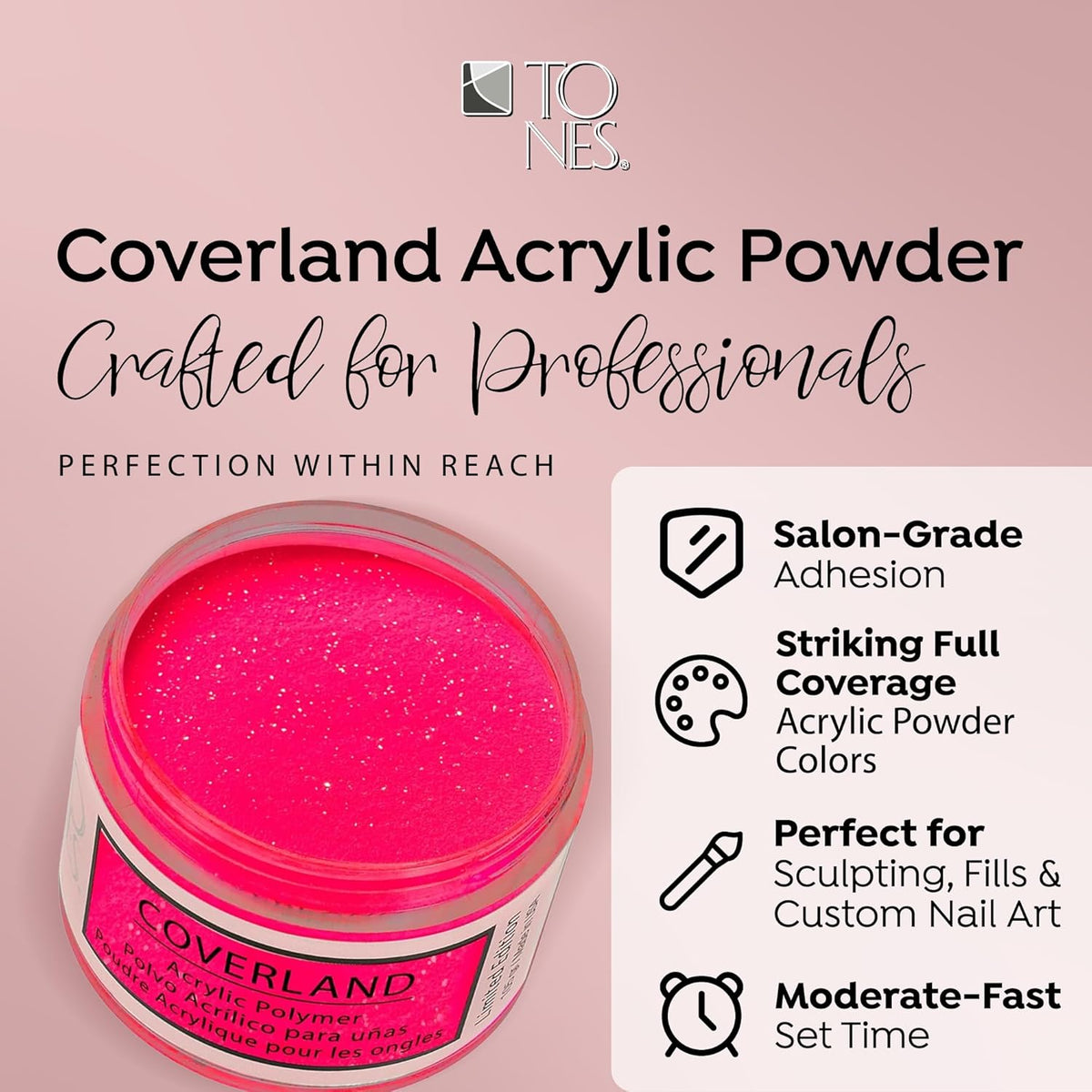 Tones Coverland Acrylic Nail Powder "Strawberry Margarita" - Limited Edition Acrylic Powder for