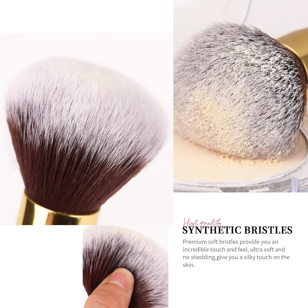 DUcare Makeup Brushes Duo End Foundation Powder Buffer and Contour Brush Synthetic Cosmetic Tools