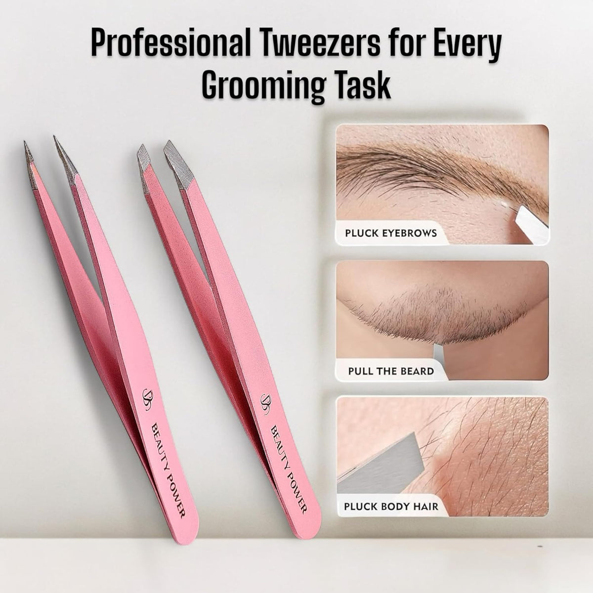 Professional Tweezers Set – Slant & Point, Ultra Precision German Stainless Steel Tweezers for