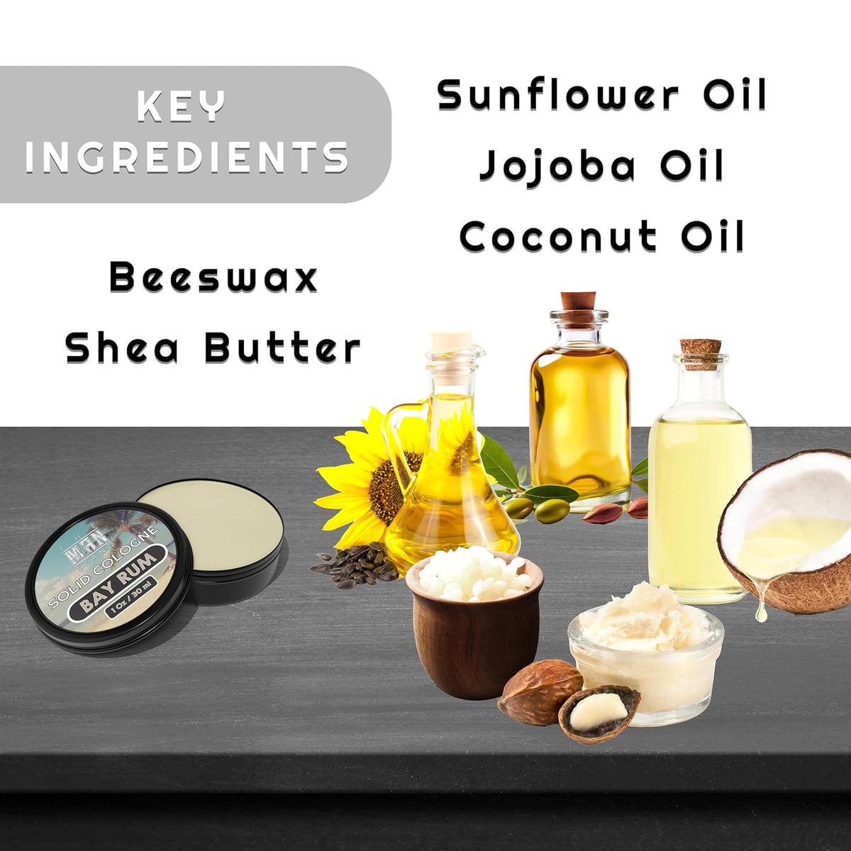 Solid Cologne Men's Bay Rum Cologne for Men, Wax Bay Rum Solid Cologne for men, Solid Perfume with