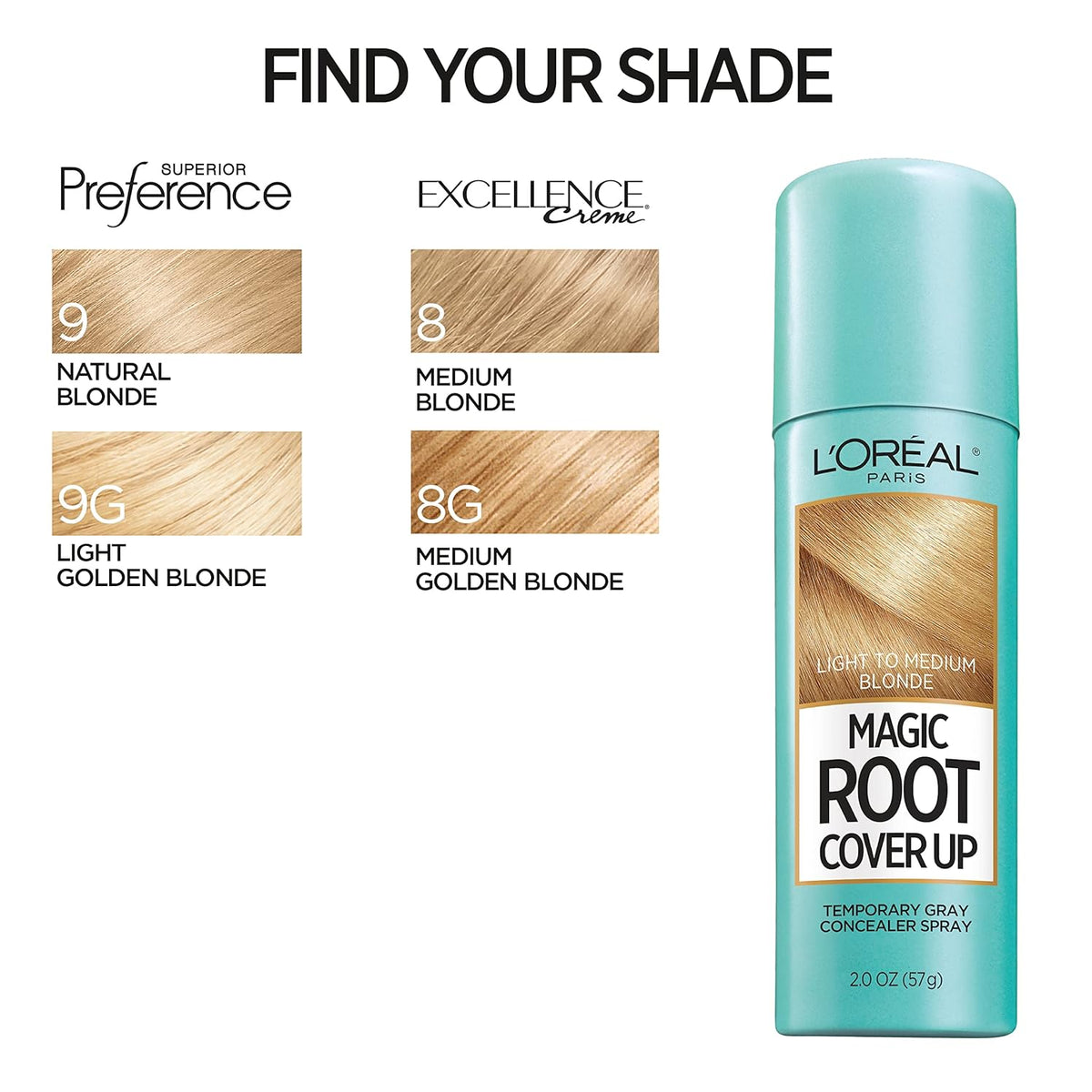 L'Oreal Paris Magic Root Cover Up Gray Concealer Spray Light to Medium Blonde 2 oz.(Packaging May