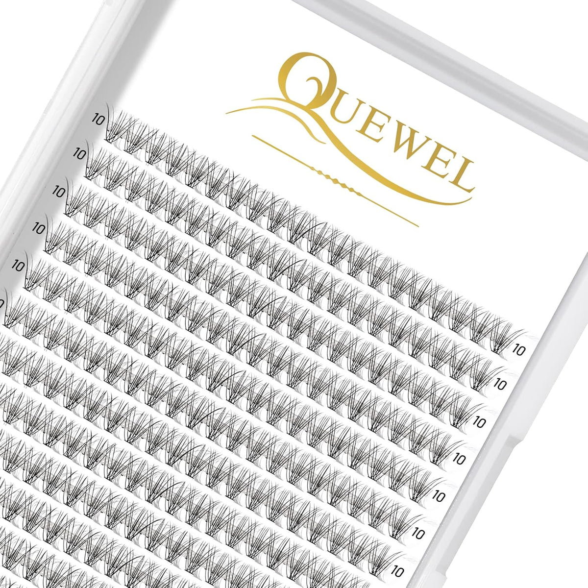 QUEWEL Cluster Lashes 240Pcs Individual Lashes 10D 0.10C Curl 10mm Knot-Free Lash Extensions