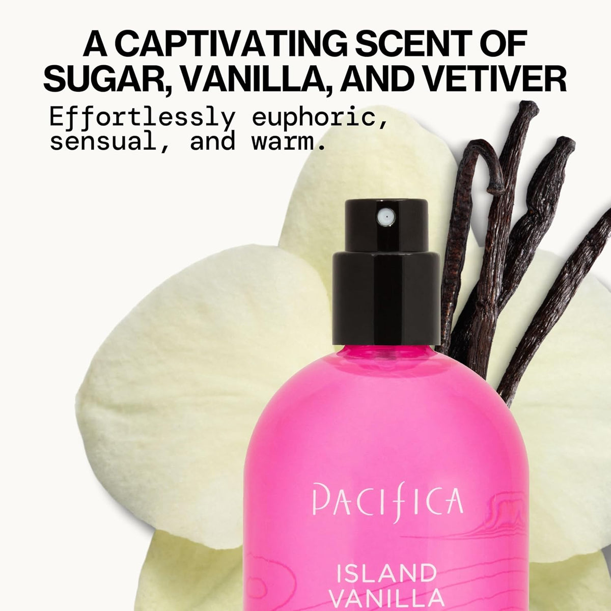 Pacifica Beauty Island Vanilla Spray Perfume – Sweet Tropical Vanilla Gourmand Scent, Long Lasting