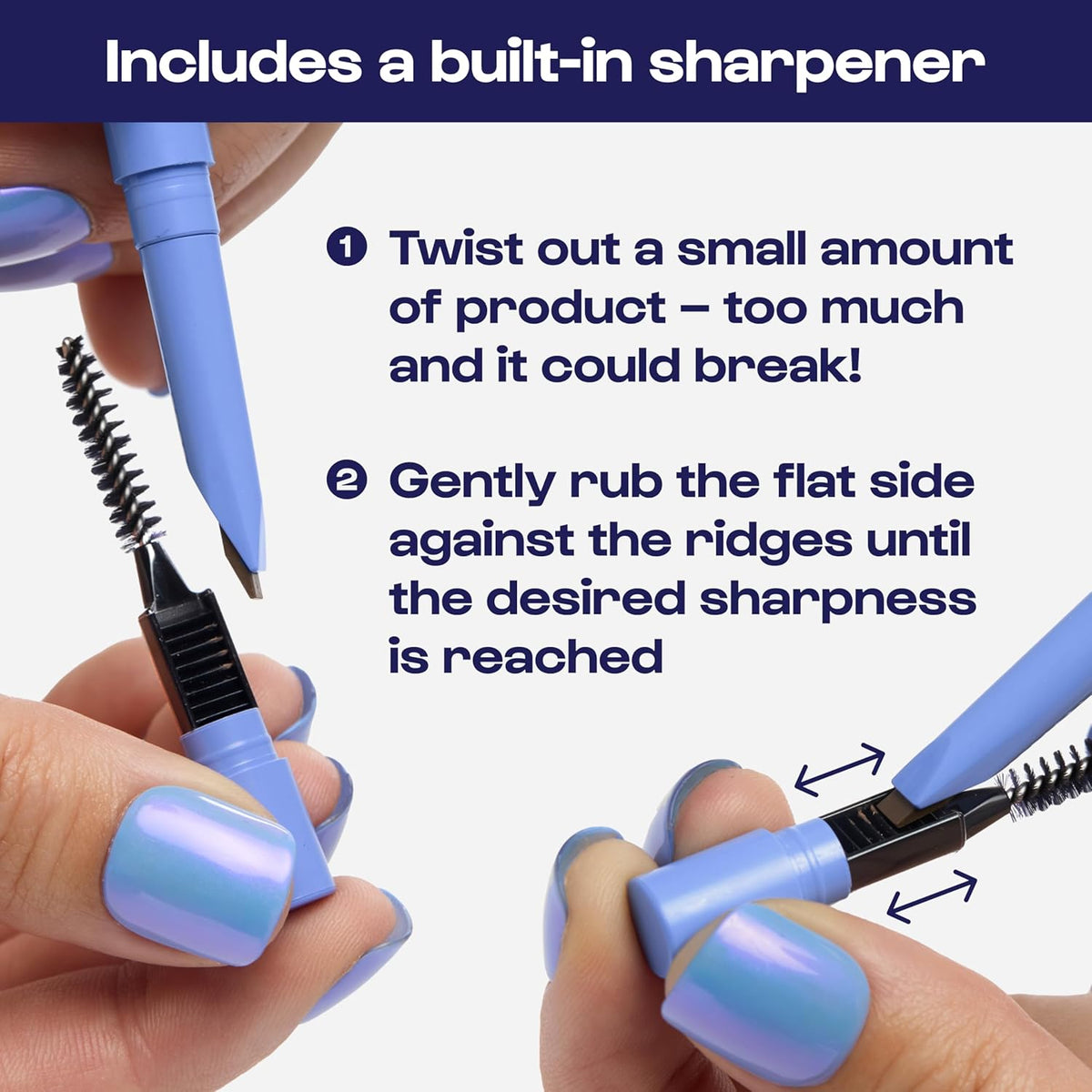 ALLEYOOP Swift Eyebrow All-In-1 Brow Definer with Built-In Sharpener & Spoolie Brush, Water &