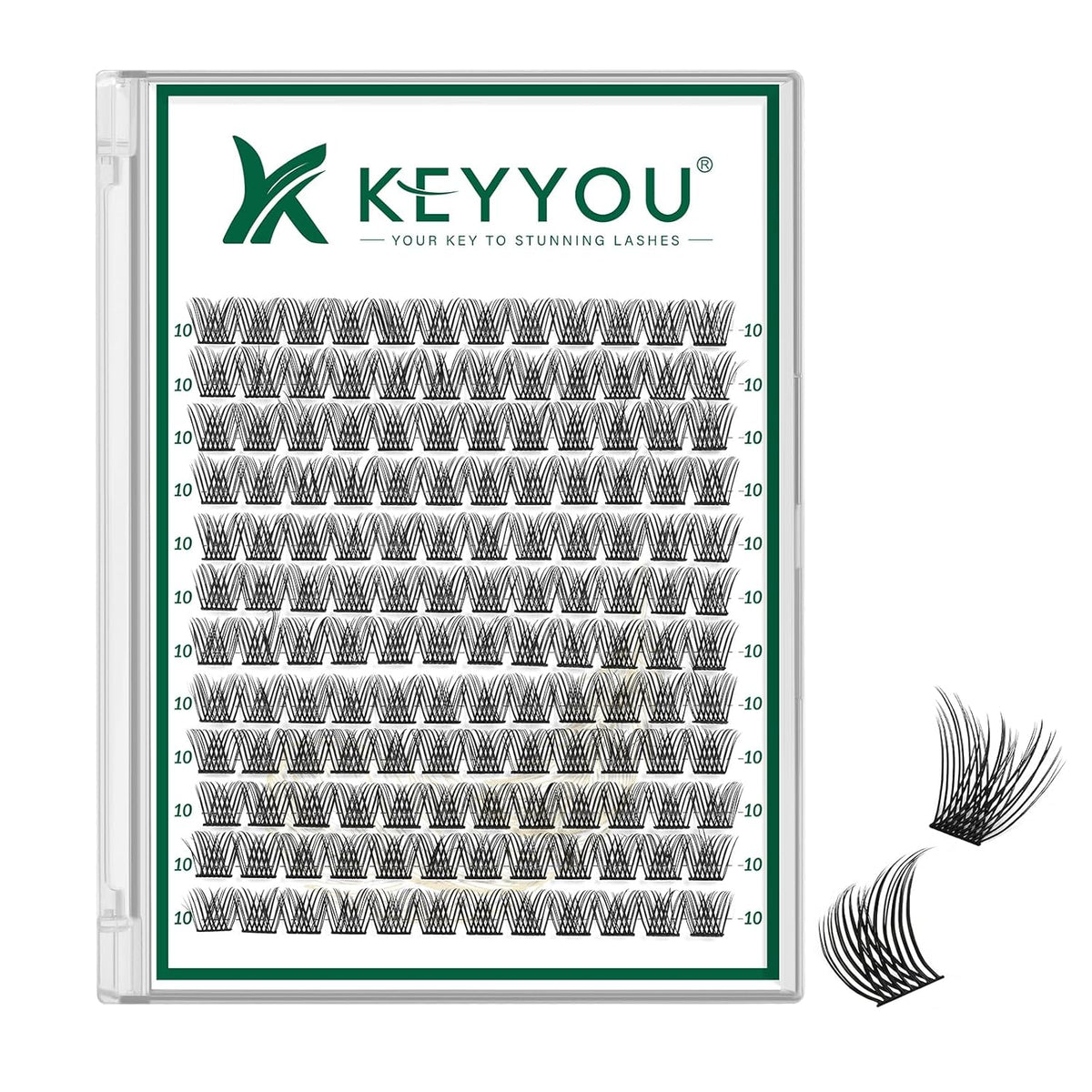 Lash Clusters 144pcs Individual Lashes D Curl 10mm Eyelash Clusters KEYYOU Air Touch Cluster Lashes