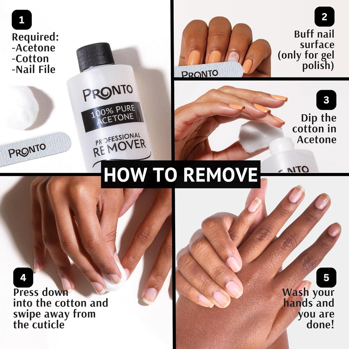 Pronto 100% Acetone Gel Nail Polish Remover - Polish Remover for Nails | Acetone Nail Polish