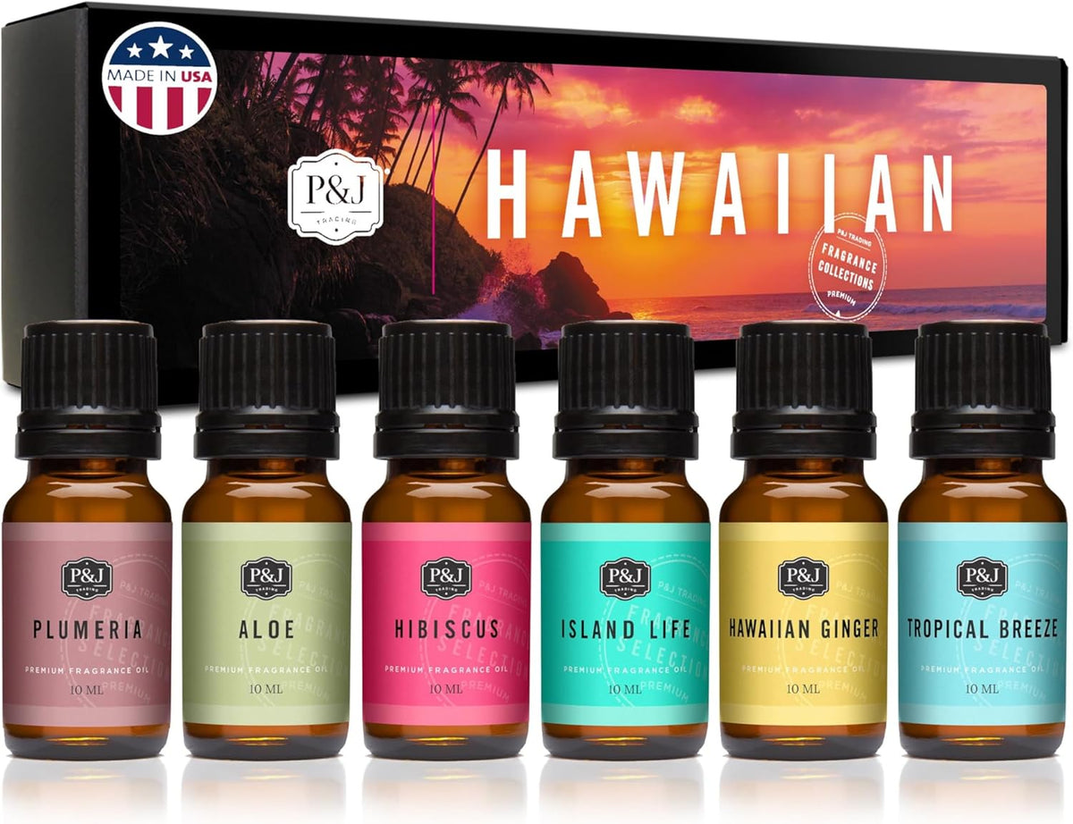 P&J Trading Fragrance Oil Hawaiian Set | Hibiscus, Island Life, Hawaiian Ginger, Tropical Breeze