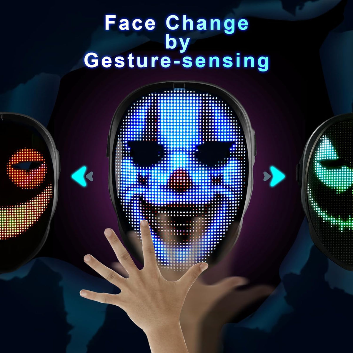 Face Transforming LED Mask with App Controlled - Programmable LED Halloween Mask Digital Luminous