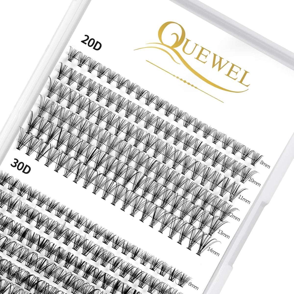 QUEWEL Lash Clusters 240Pcs Individual Lashes 20D+30D C Curl 8-14mm Length DIY Lash Extension Soft