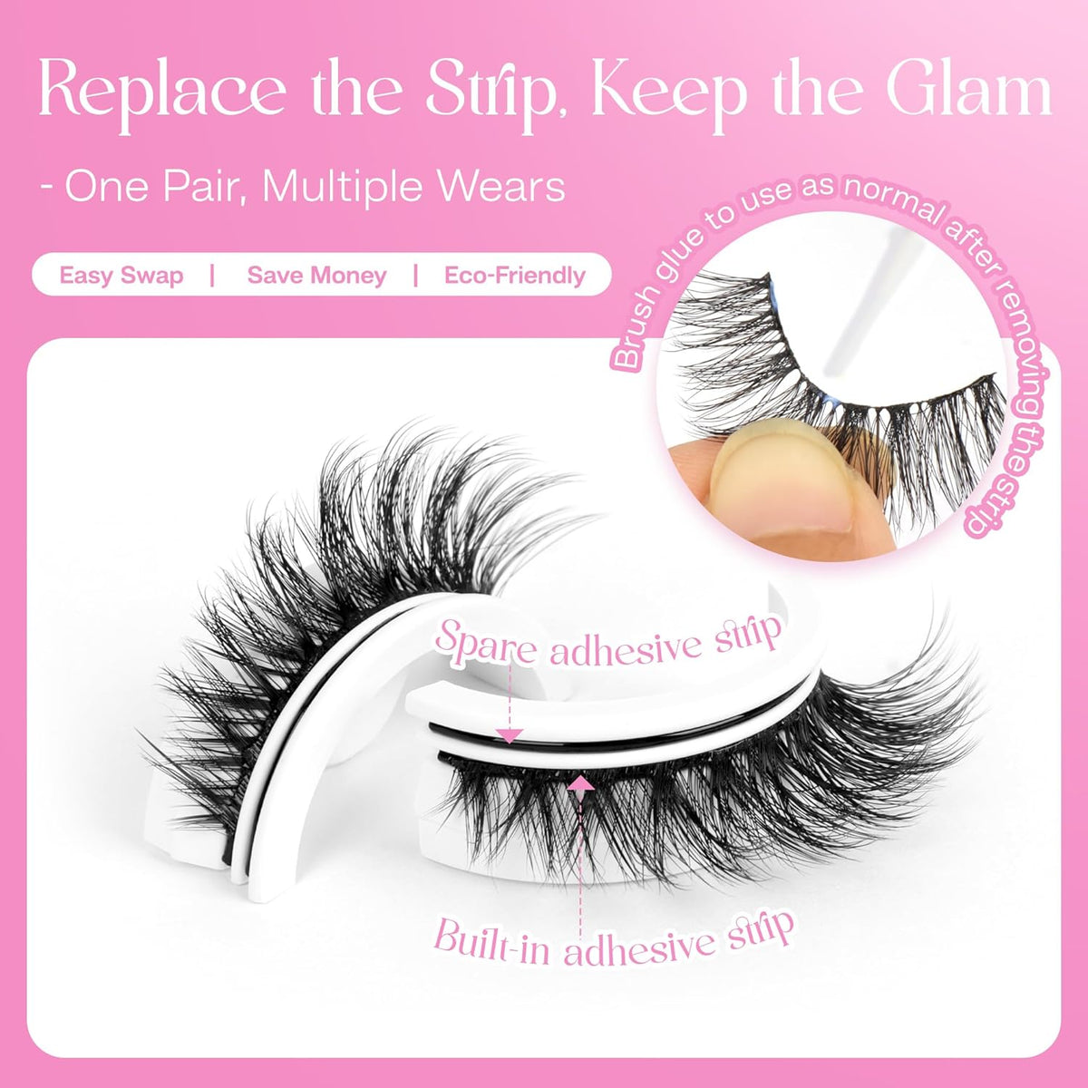 CALAILIS Self Adhesive Eyelashes 5 Pairs Natural Look Press On Lashes No Glue Need Eyelashes
