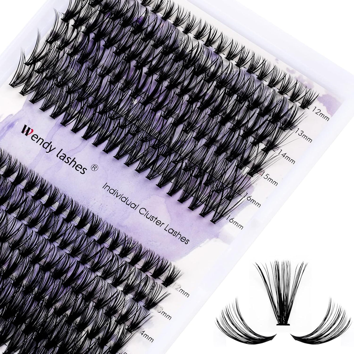 Cluster Eyelashes 30D/40D 240PCS 12-16mm Mixed Individual Lashes C/D Curl 0.07mm Matte Black