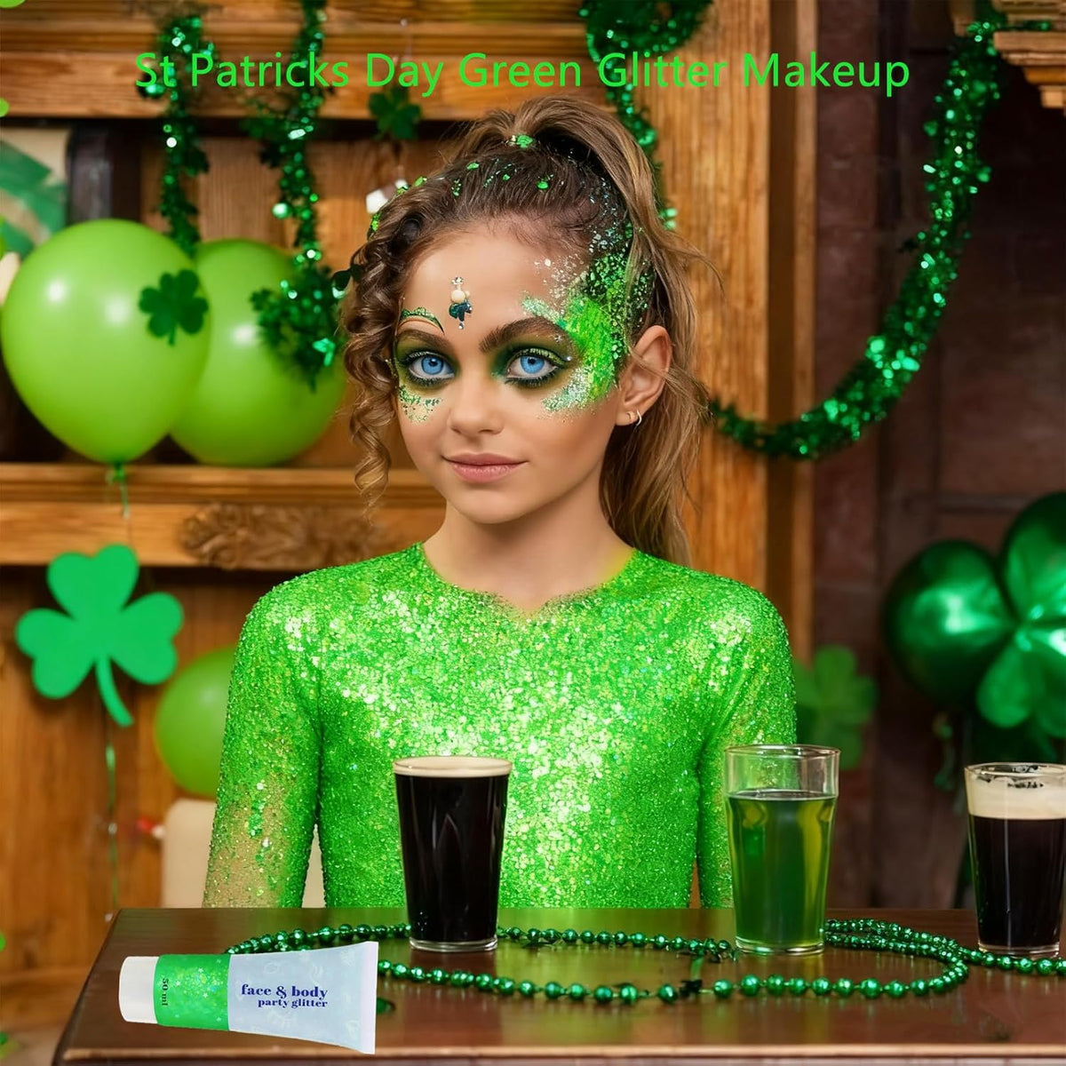 Go Ho Light Green Face Body Glitter,Sparkly Face Glitter Makeup,Light Green Face Paint Holographic