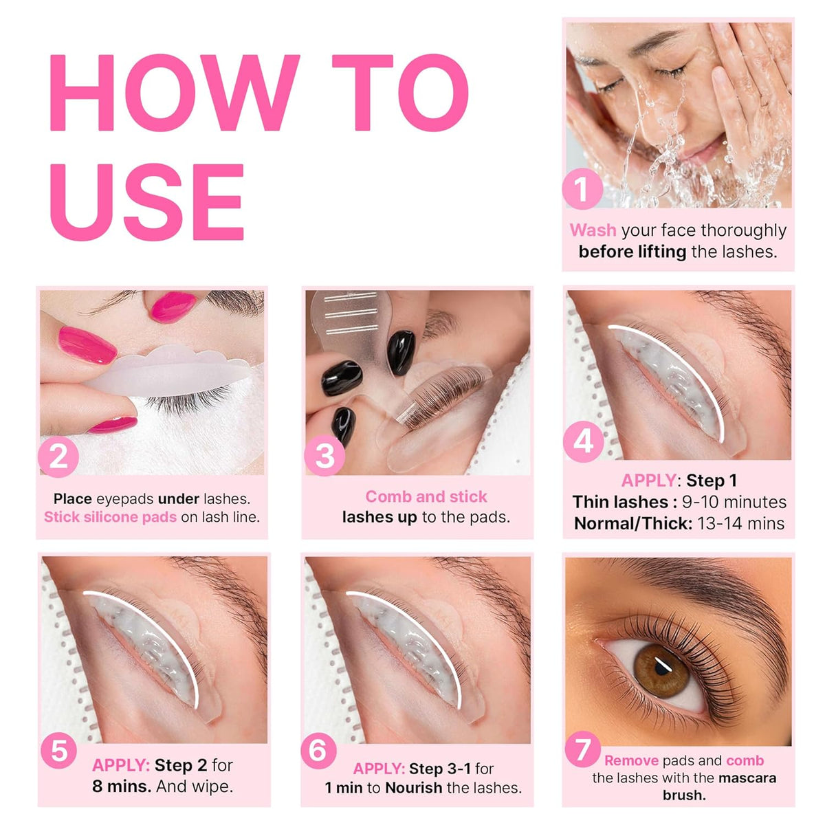 Korean Lash Lift Kit - 5 Sets Eyelash Curling Perm with Upgraded Glue, Easy for Beginner &