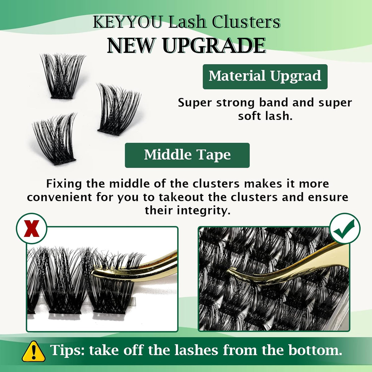 Lash Clusters 96pcs Individual Lashes Y02 D Curl 18mm Cluster Lashes KEYYOU Volume Wispy Lash
