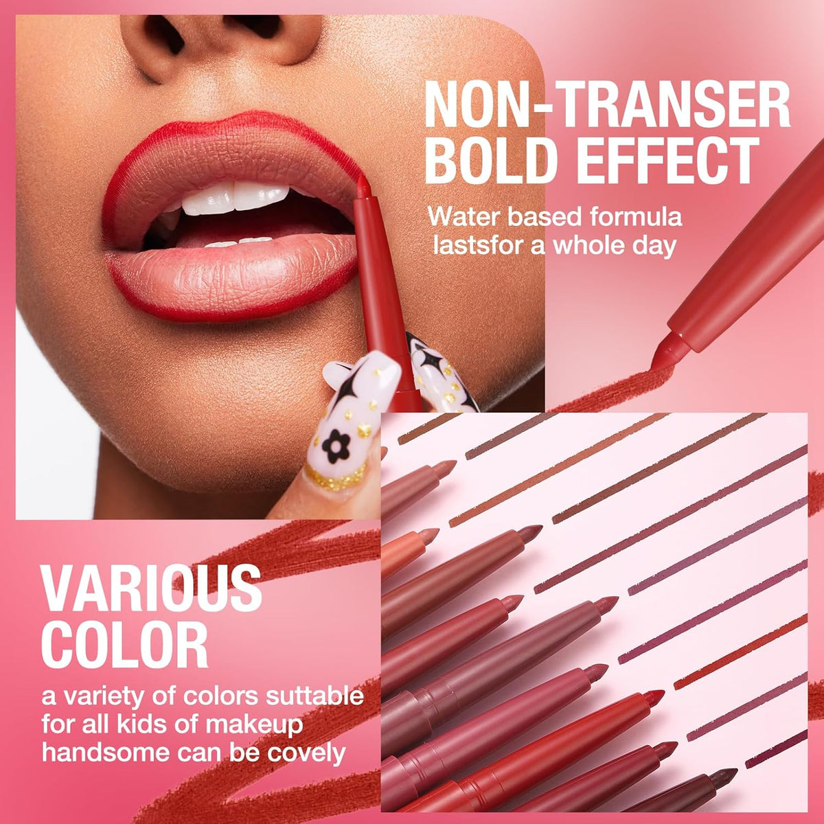 LANGMANNI 8Pcs Sculpting Matte Velvet Lip Liner Set,Smooth Creamy Texture,Waterproof And High