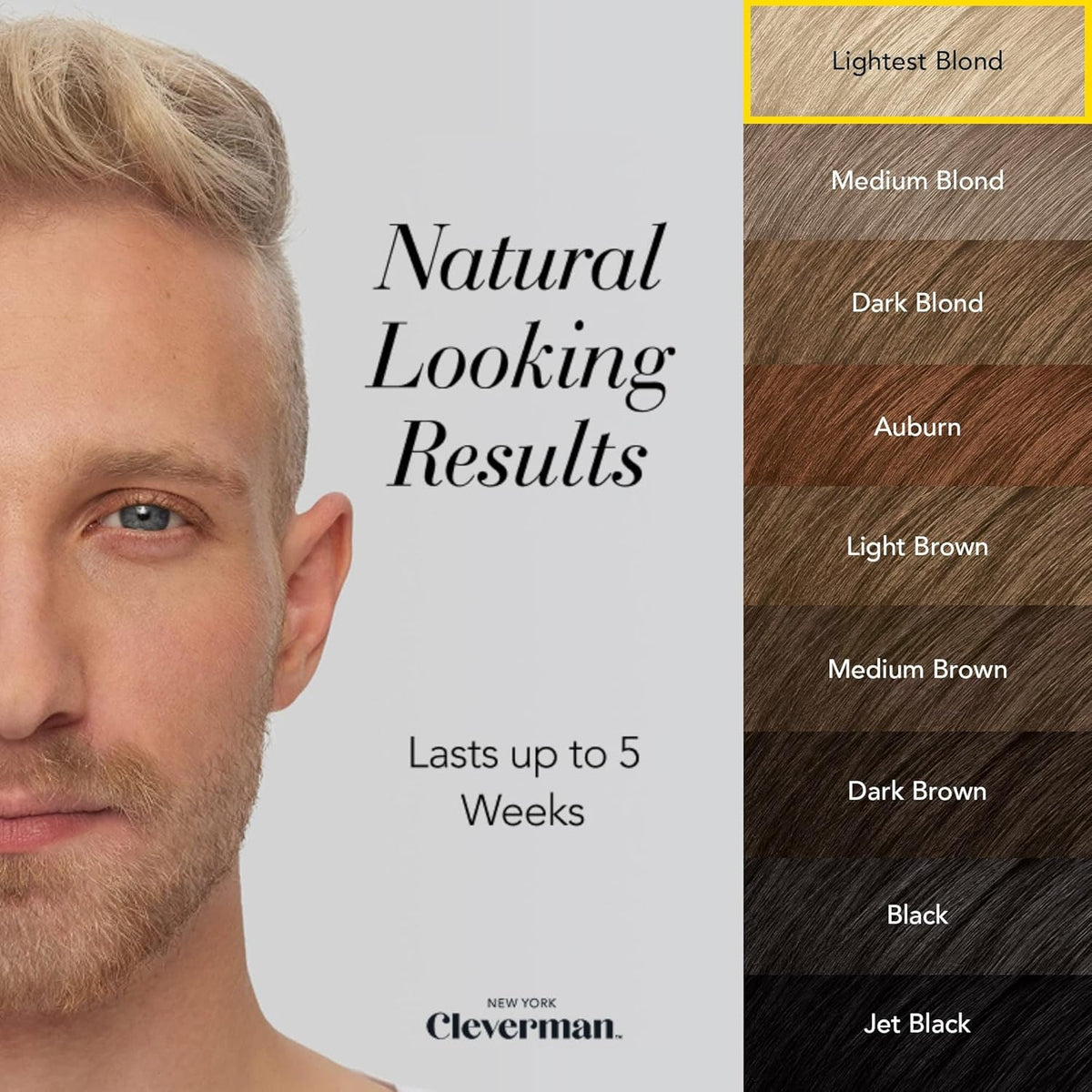 CLEVERMAN Lightest Blond Hair & Beard Dye for Men, All-in-One Reusable Kit - Men's Color For
