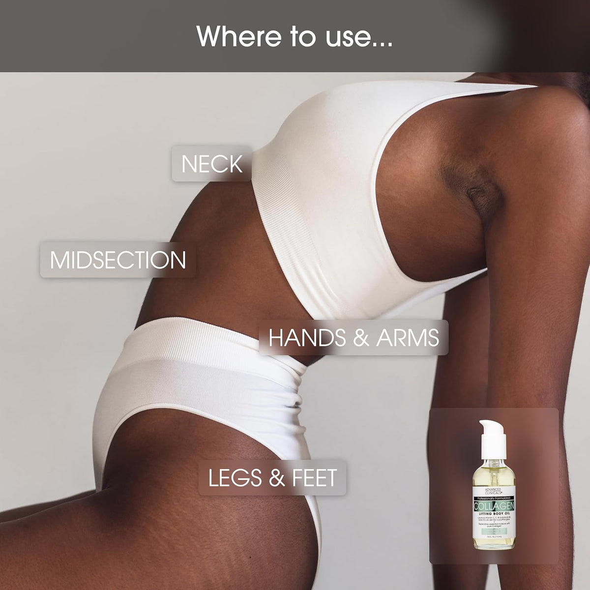 Advanced Clinicals Hydrating Collagen Oil For Body & After Shower | Visible Anti Aging Moisturizing