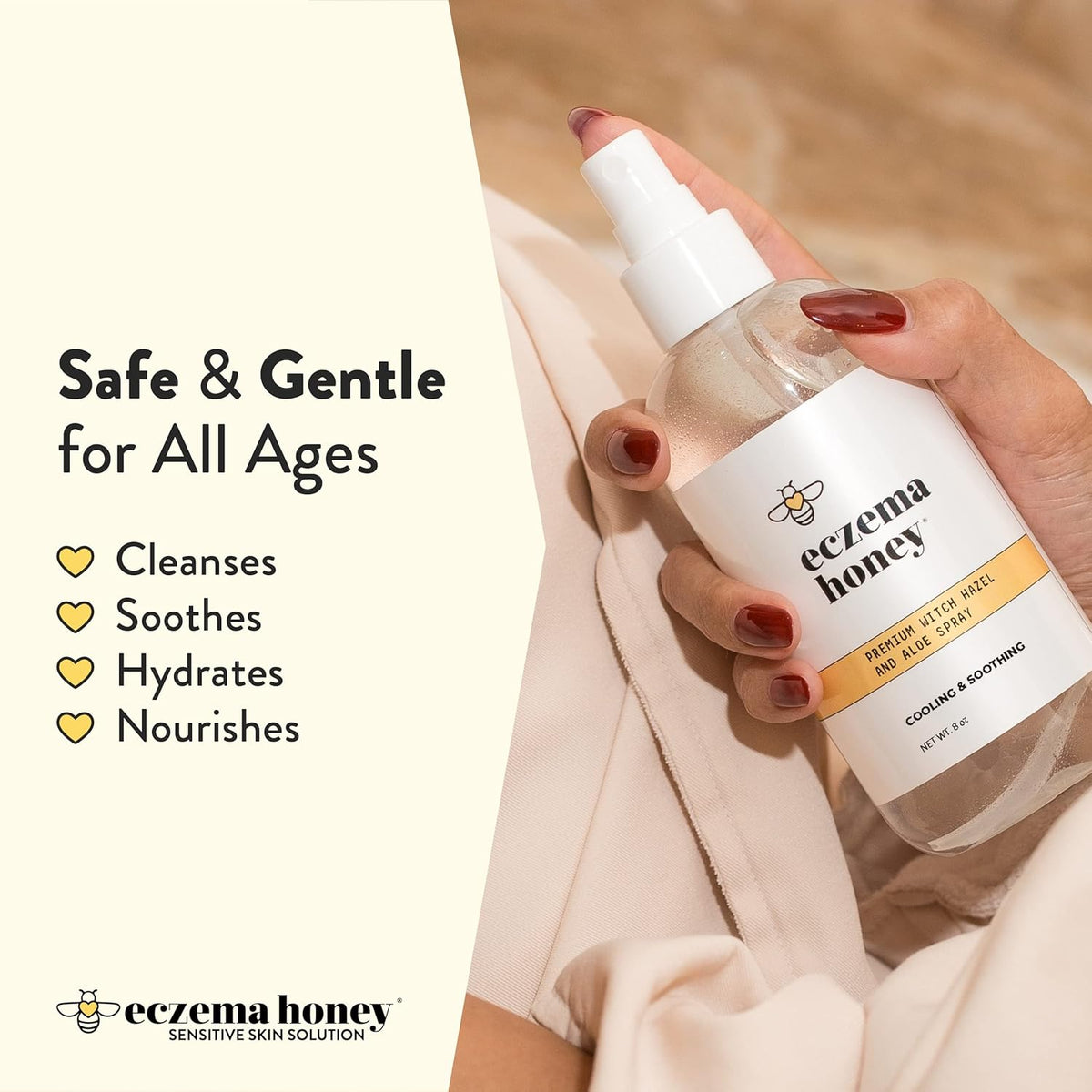 ECZEMA HONEY Premium Witch Hazel & Aloe Spray - Facial Mist Skin Care Product - Unscented