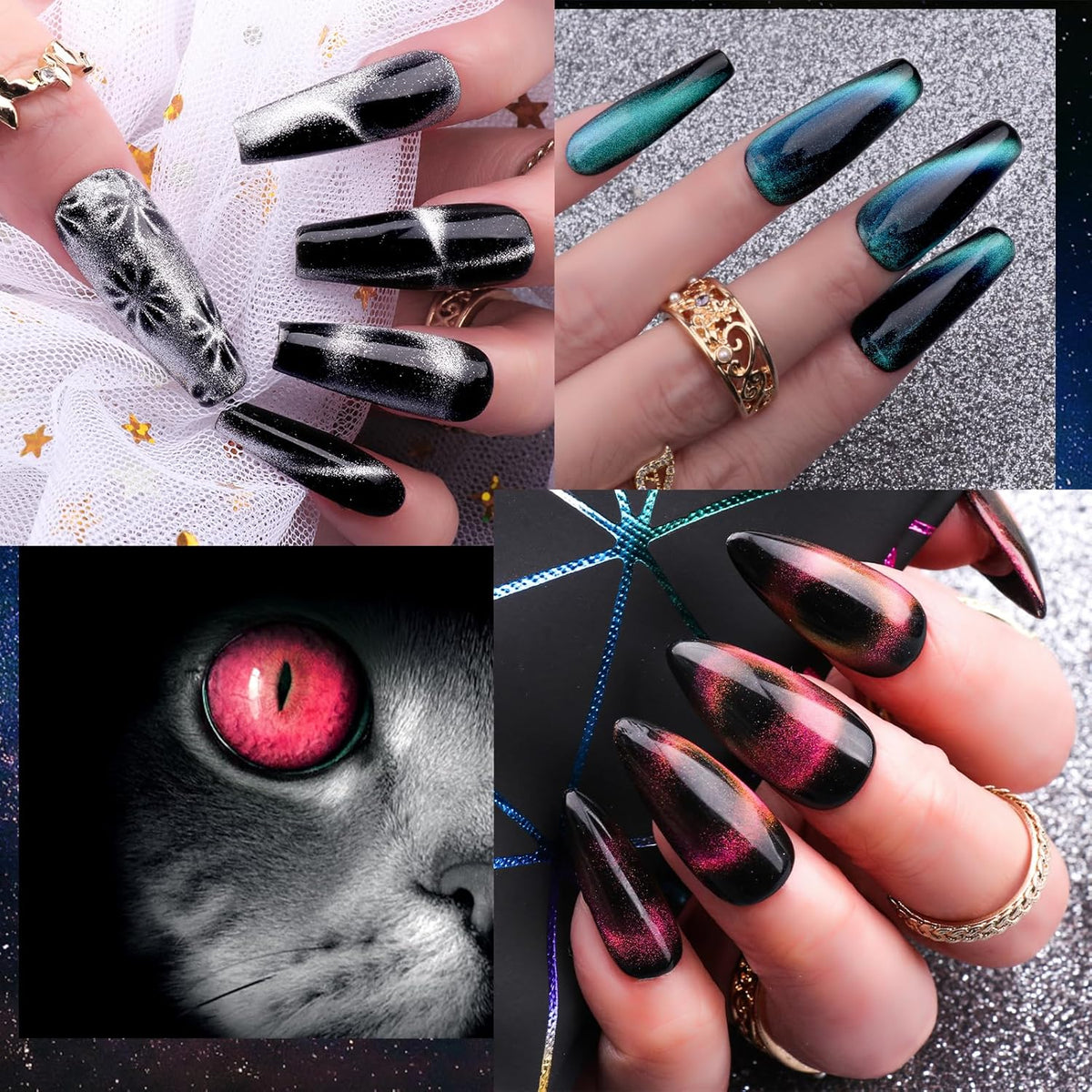 Clara Colors Magnetic Nail Polish - 20 Colors Cat Eye Gel Polish Kit Holographic Glitter Cat Eye