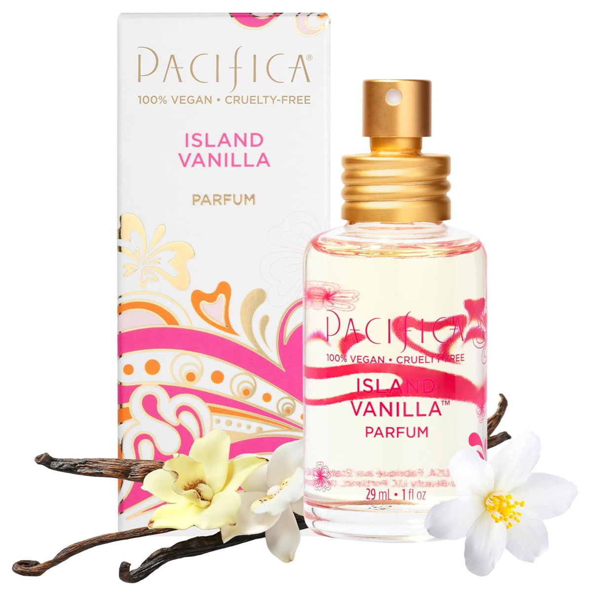 Pacifica Island Vanilla Perfume – Clean Vanilla Fragrance for Women - Warm Tropical Aroma