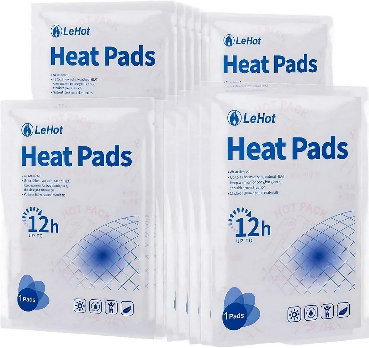 Hot Body Warmers - 60 Pack Disposable Adhesive Patches for Up to 12 Hours of Safe, Natural Heat