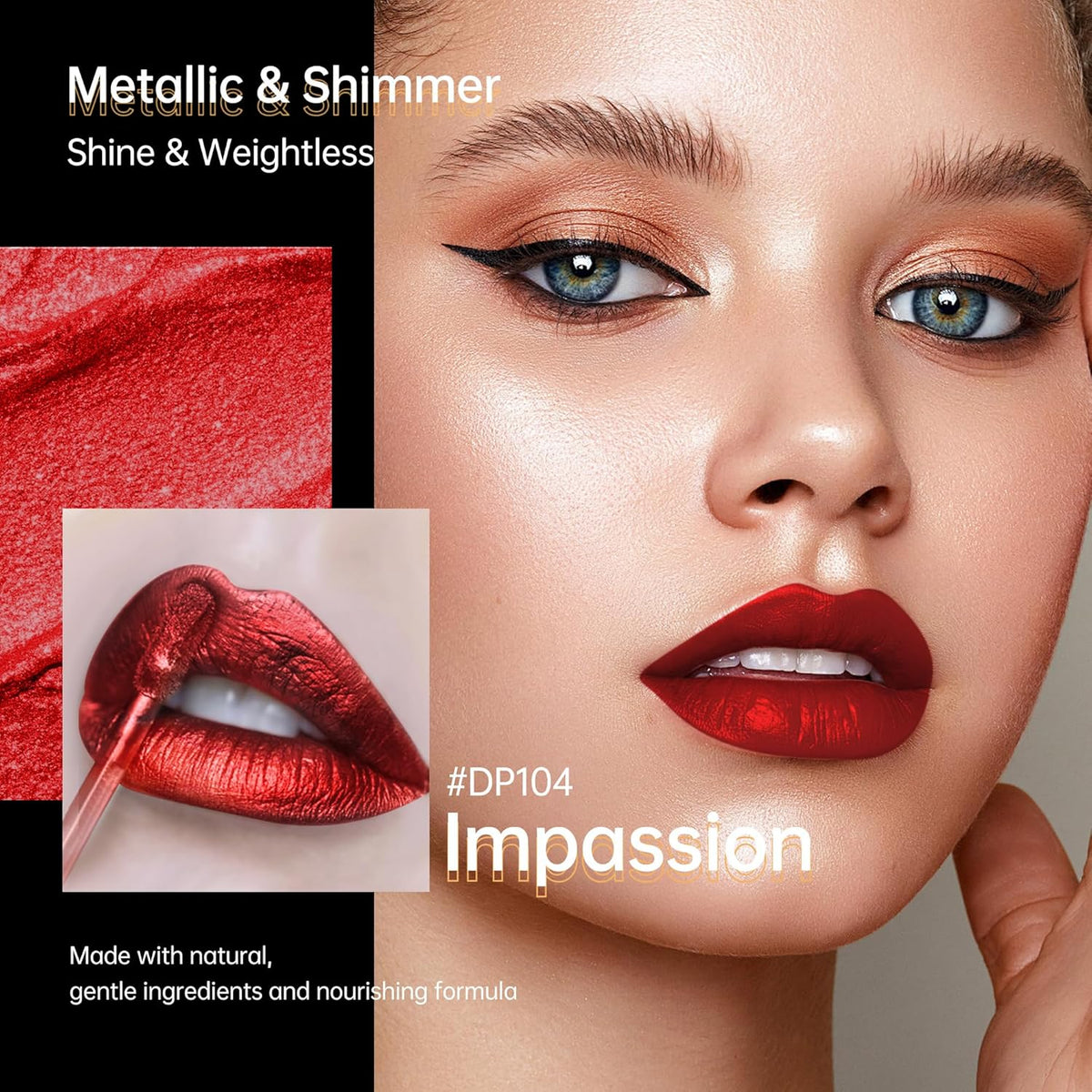 3Pc Lipsticks Set for Women Metallic Lipstick Long Lasting Dark Red Bronze Burgundy Lip Gloss