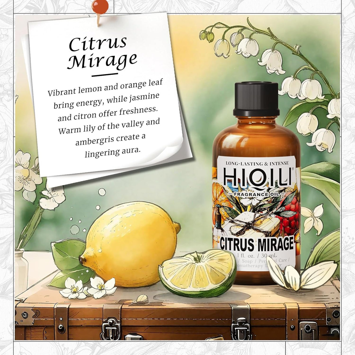HIQILI Citrus Mirage Fragrance Oil for Candle & Soap Making, Perfect for Scent Diffuser &