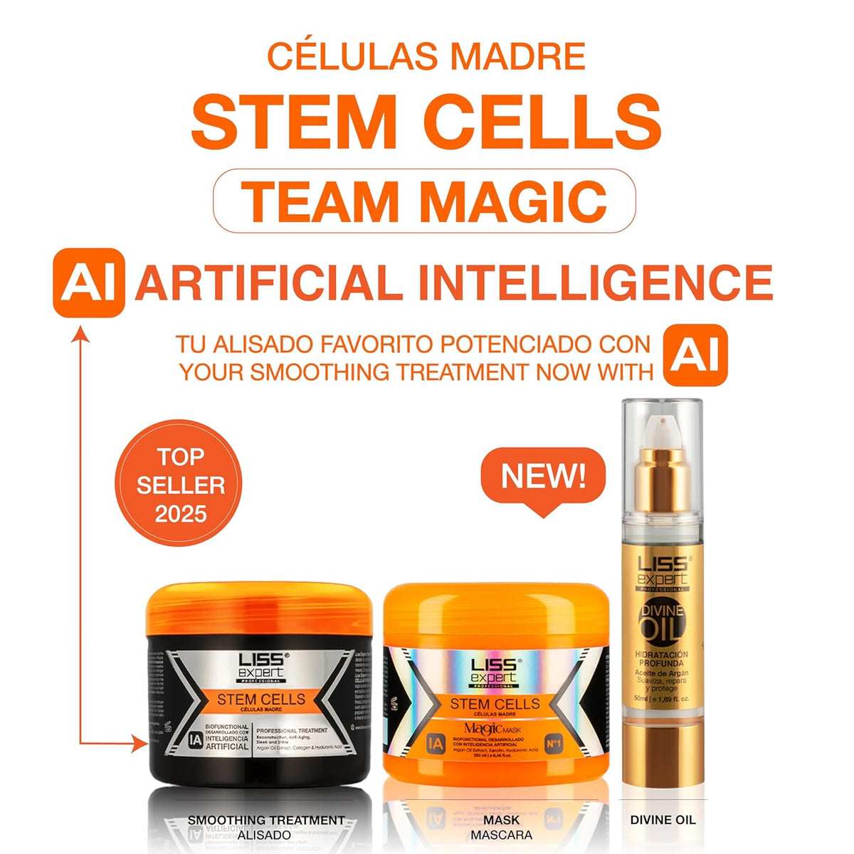 Liss Expert Stem Cells Smoothing Treatment 8.45 oz (ONE shoulder length app) and Magic AI Mask