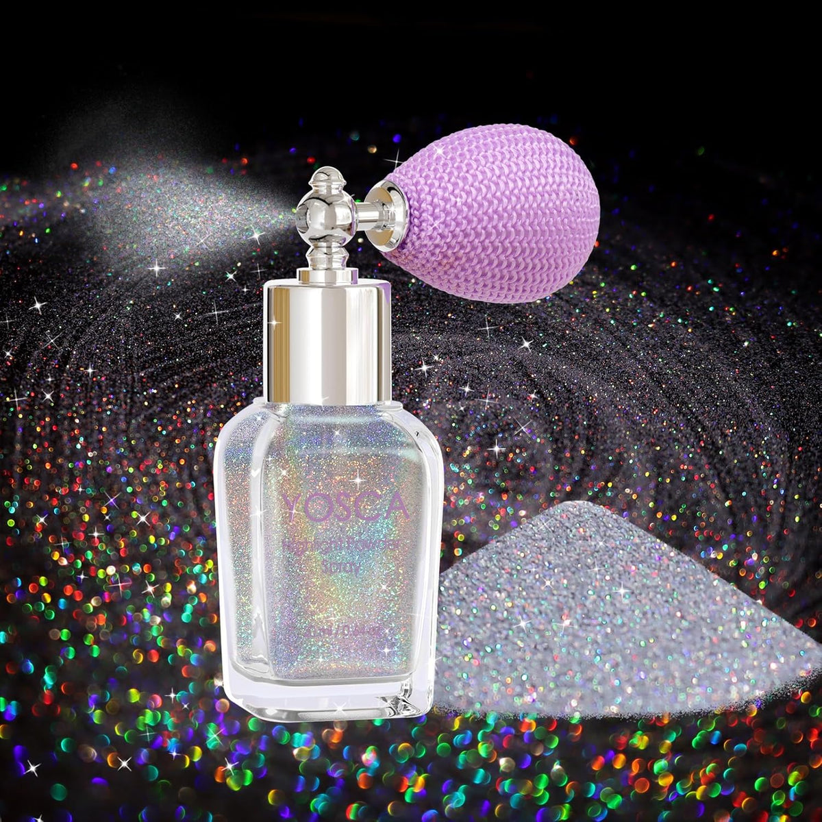 Yosca Body Glitter Spray, 30ML Loose Laser Body Shimmer Powder Holographic Hair Spray Silver
