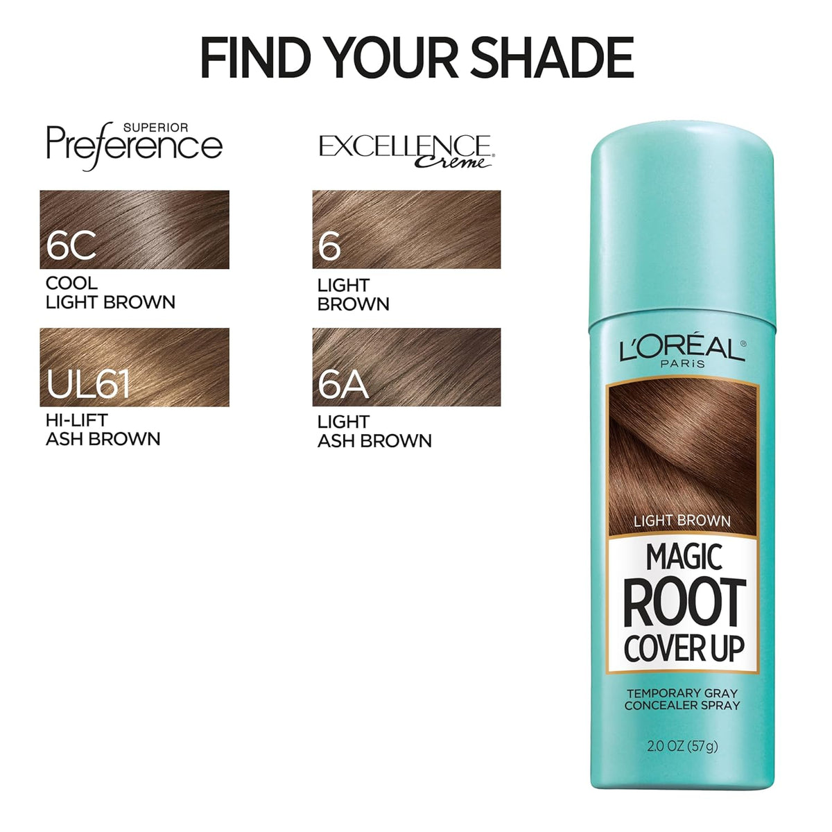 L'Oreal Paris Hair Color Root Cover Up Temporary Gray Concealer Spray Light Brown (Pack of 2)
