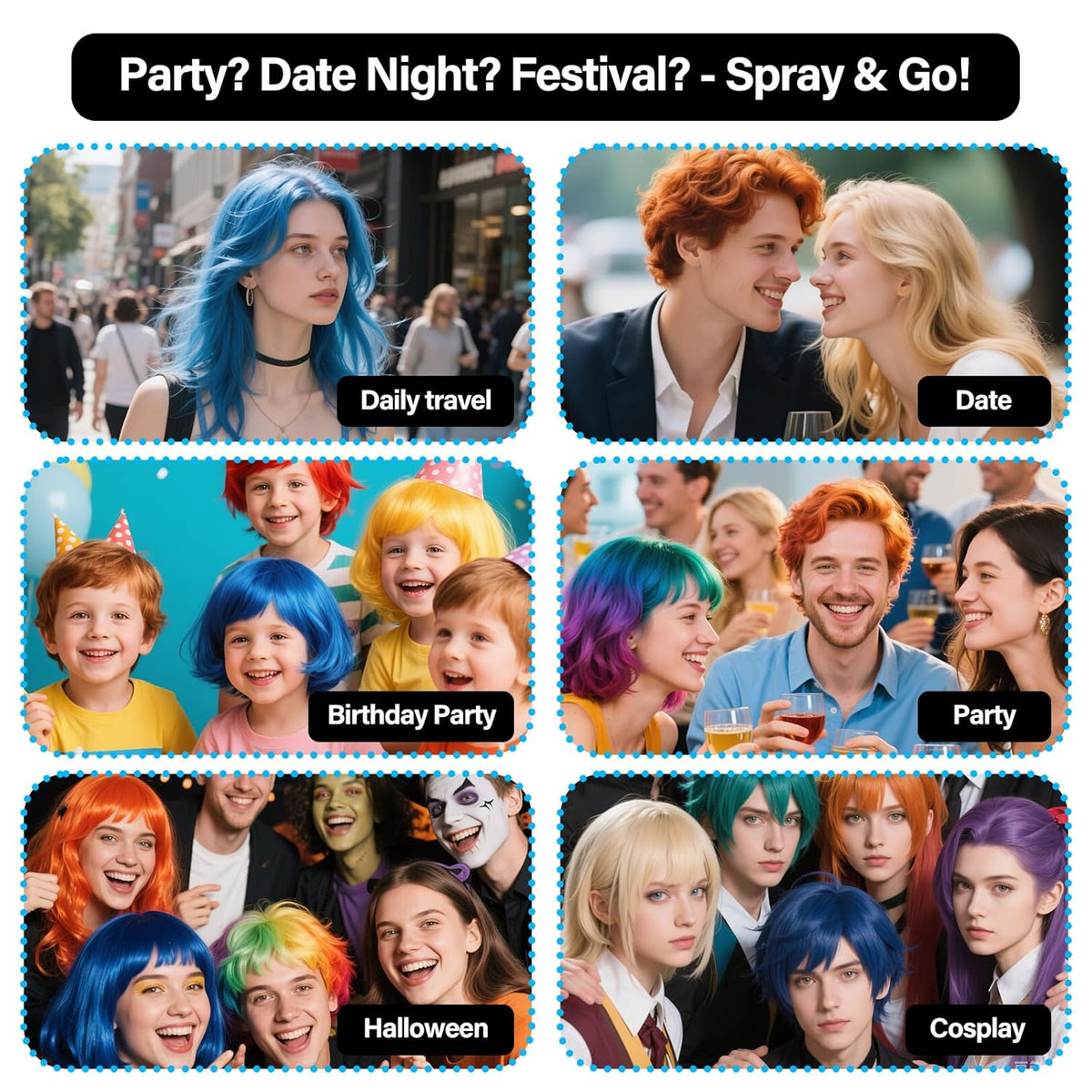 Temporary Hair Color For Kids Women Men, Washable Hair Dye Spray One-Day Hair Color Wax For Cosplay