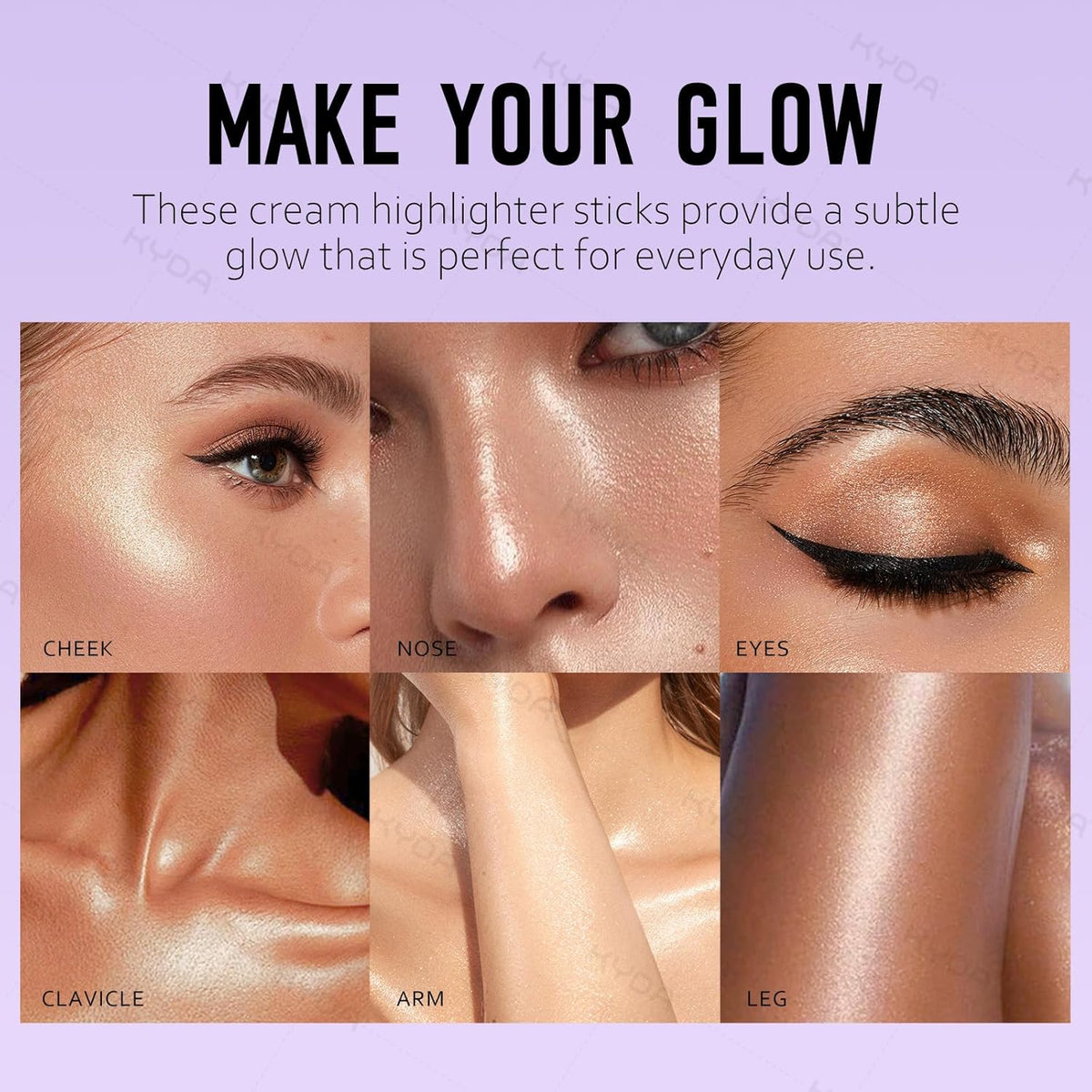 Ownest 2 Colors Highlighter Stick, Shimmer Glow Cream Highlighter for Face & Body, Subtle Shimmer