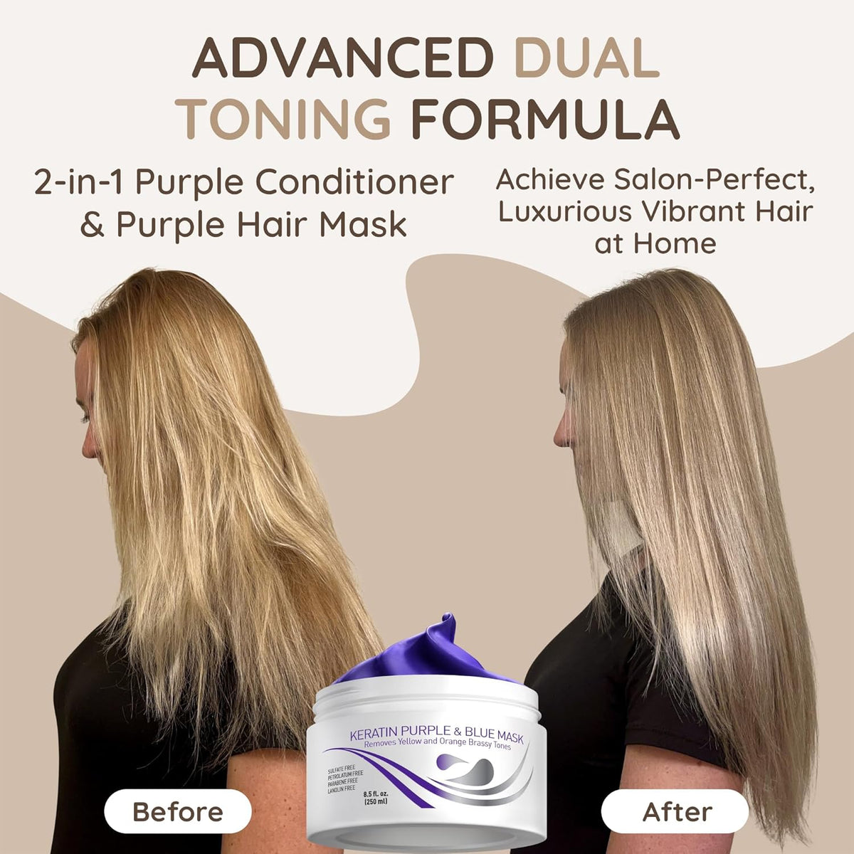 VITAMINS hair cosmetics Keratin Purple Hair Mask - Blue Hair Mask Deep Conditioner Treatment