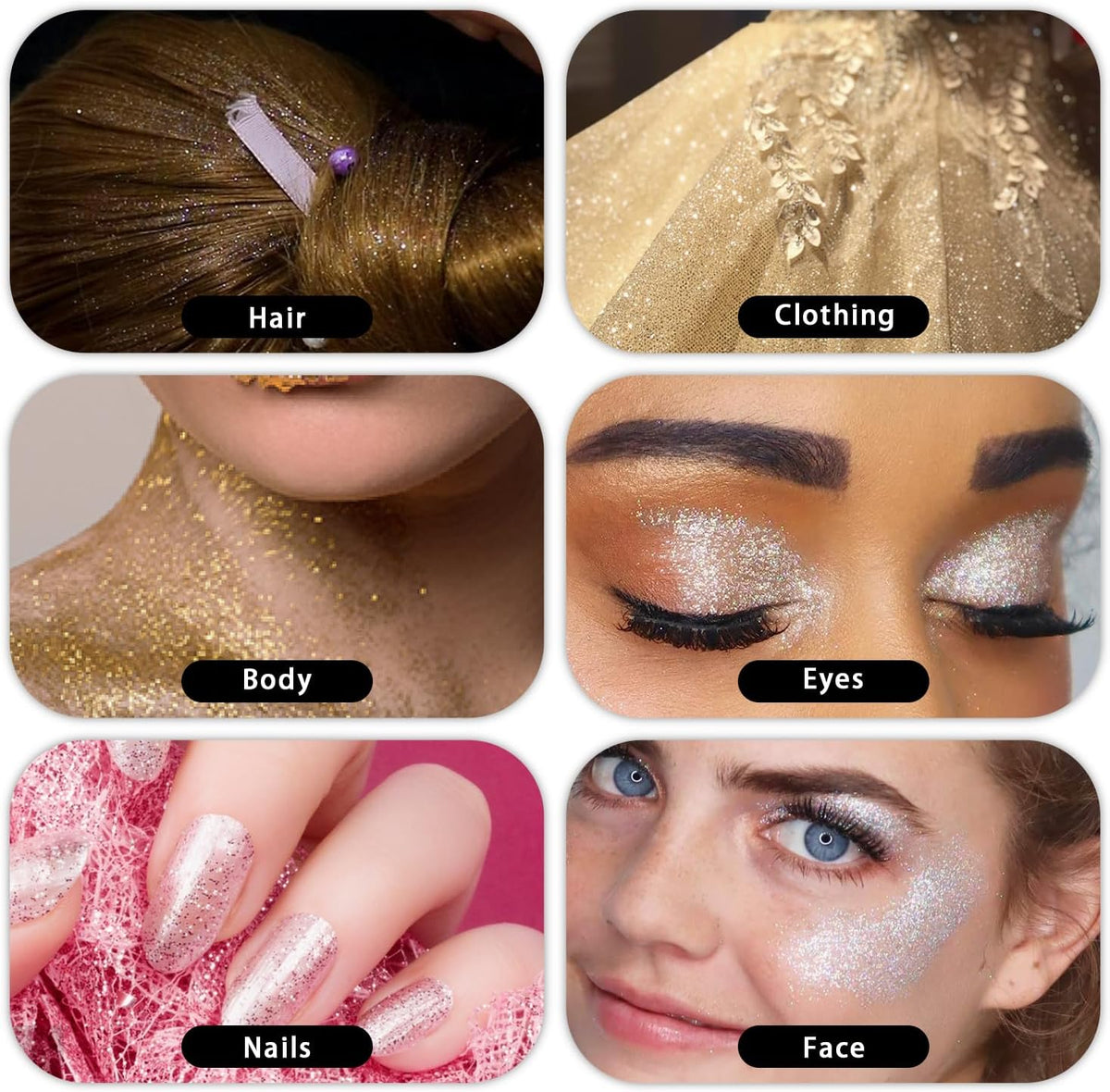 Hair and Body Glitter Spray, Holographic Glitter Highlighter Powder, Face Body Clothes Shiny