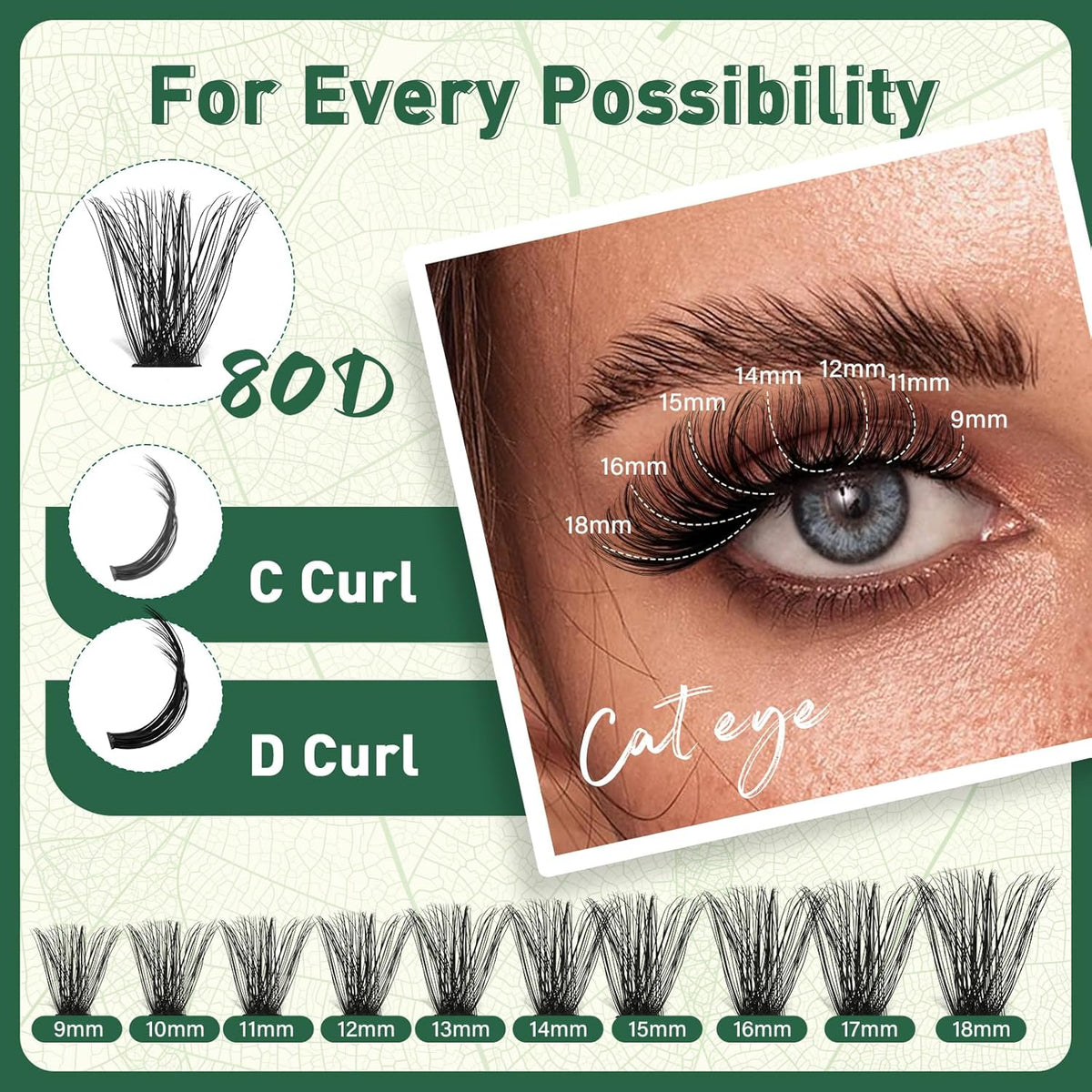 Lash Clusters 280Pcs Eyelash Clusters KEYYOU 80D 0.05D Curl 9-18MIX Clusters Lashes Super Soft