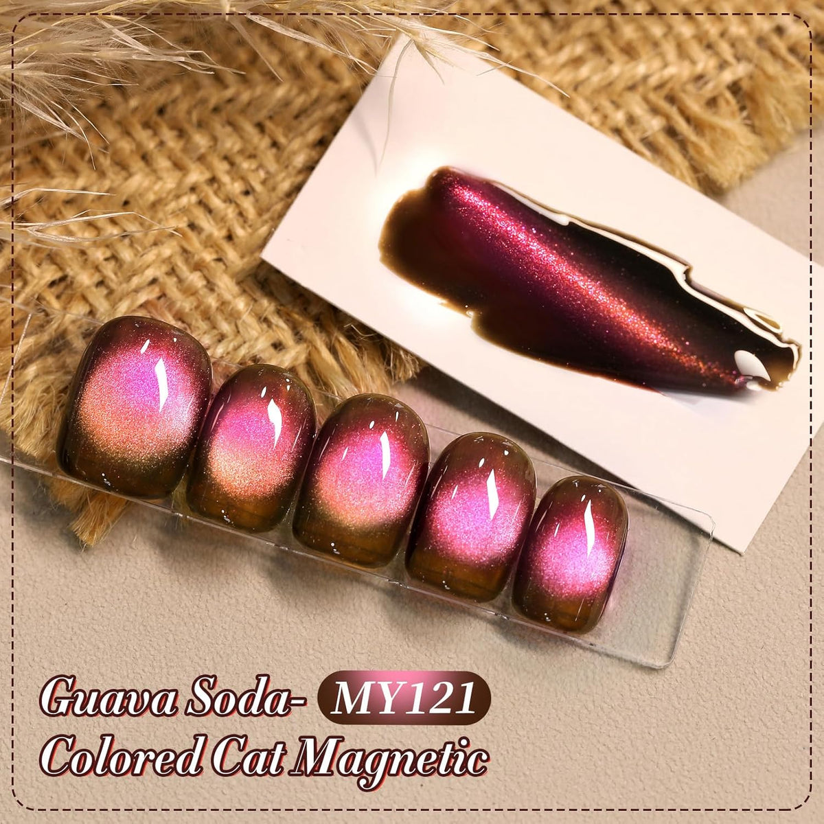 Born Pretty 15ML Cat Magnetic Eye Gel Polish, Pink Brown Gel Nail Polish Fall Winter Cat