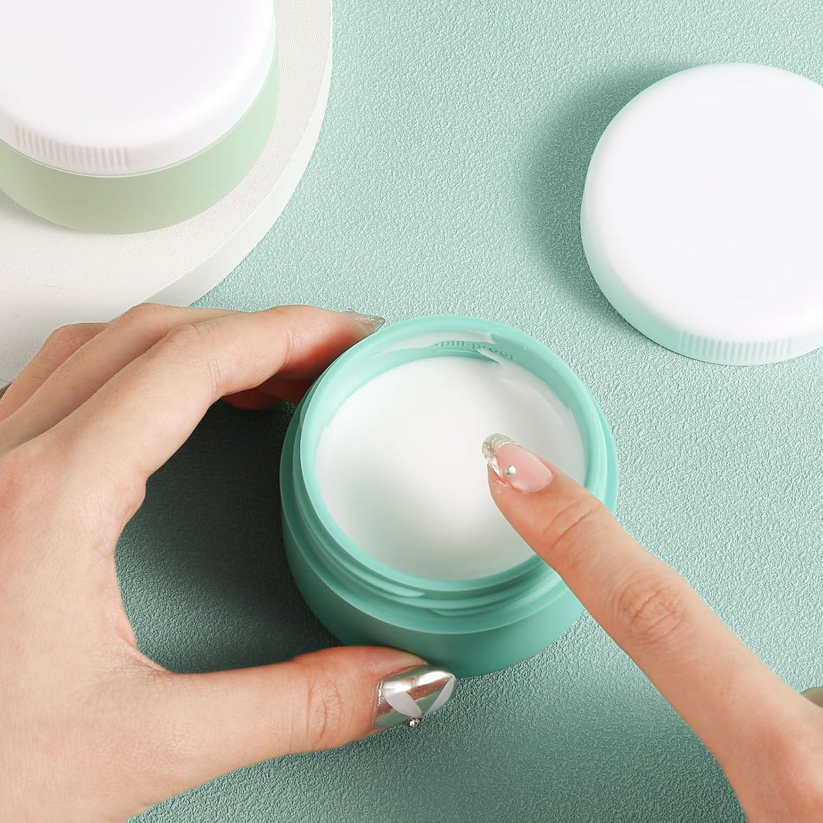 Travel Containers for Toiletries, Silicone Cream Jars BPA-Free, Leak-proof 3oz Travel Size