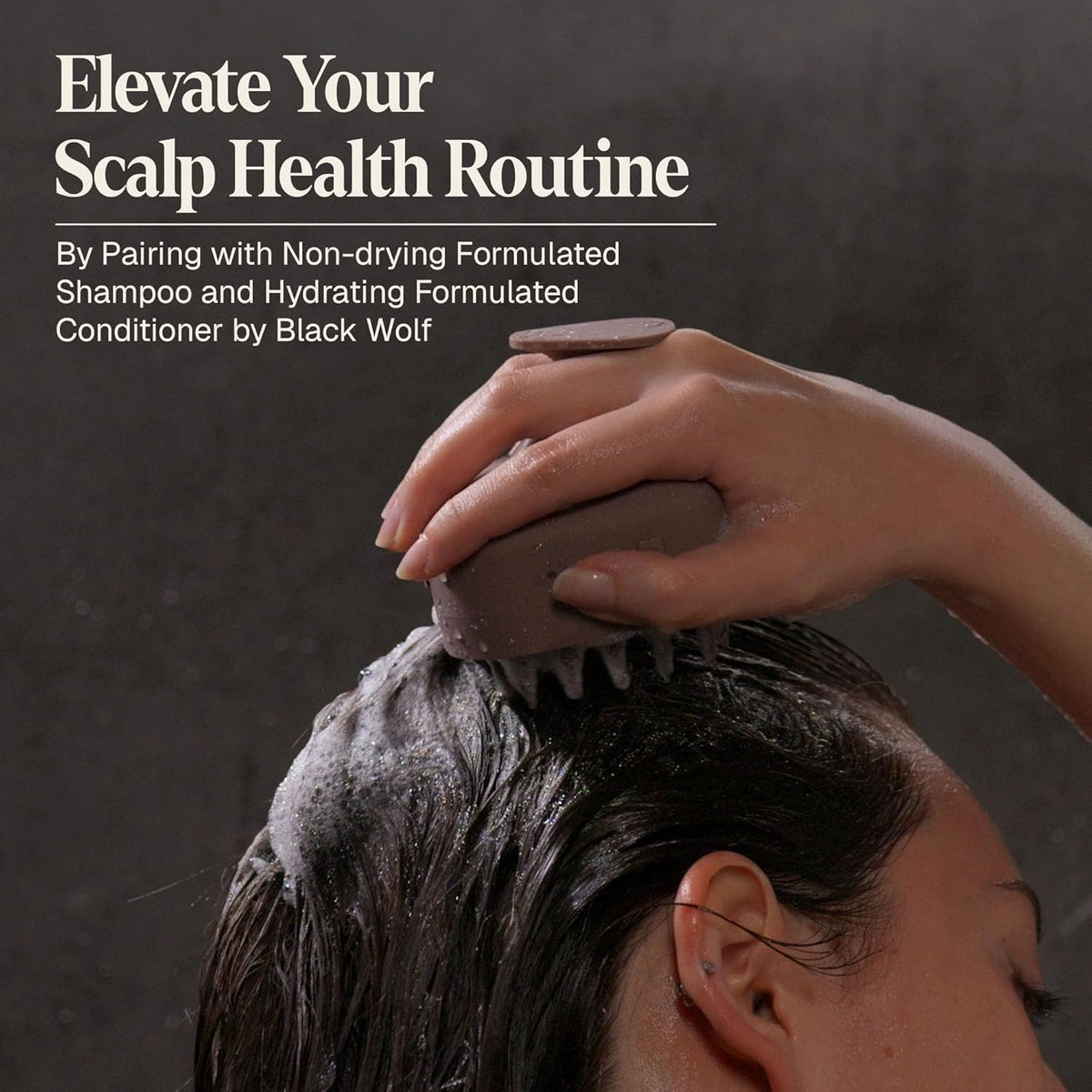 Black Wolf Sonic Scalp Scrubber, (Taupe) - Hair & Scalp Massager Brush with 3-Speed Oscillation