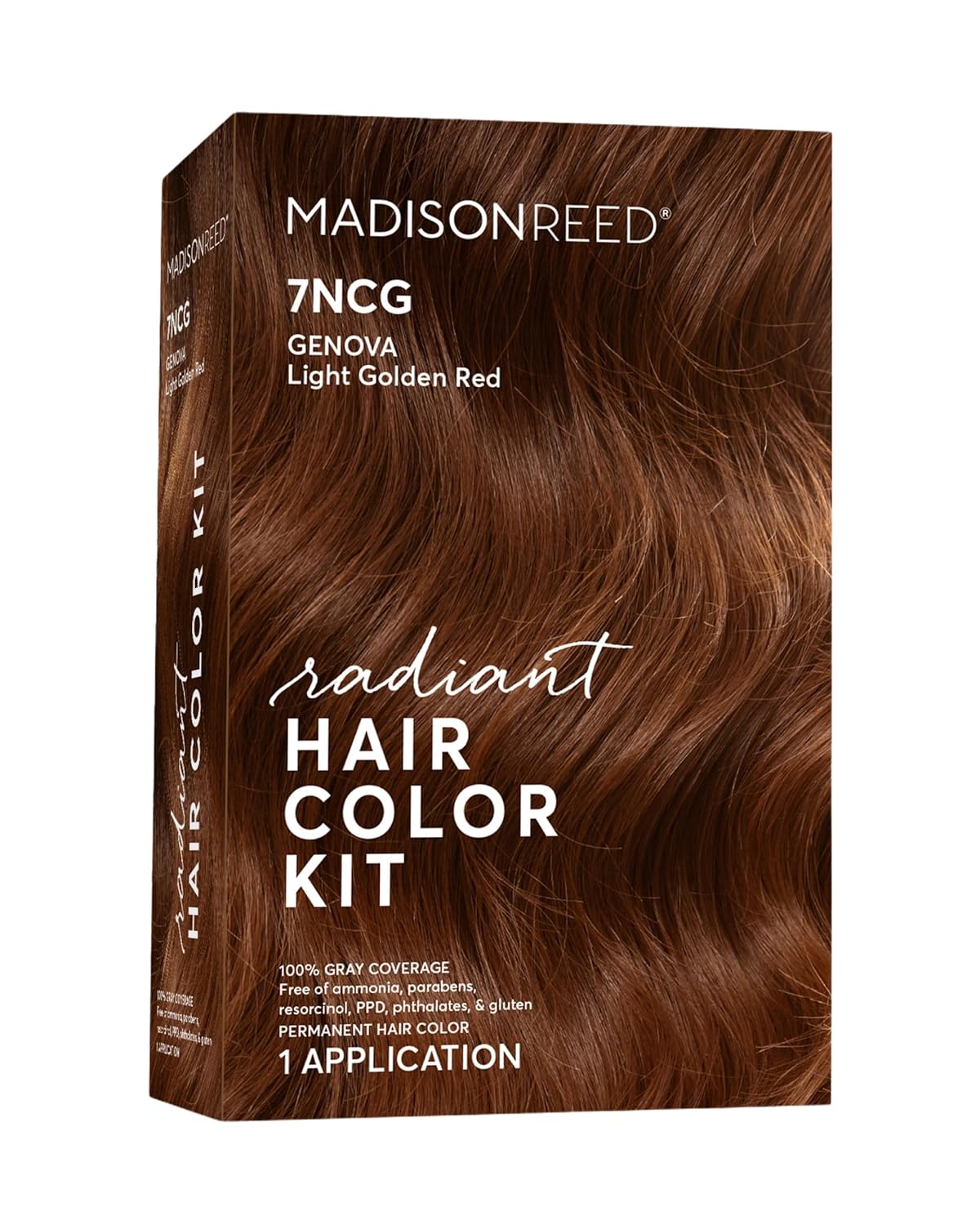 Madison Reed Radiant Hair Color Kit | 7NCG Light Golden Copper (Genova Red) for 100% Gray Hair
