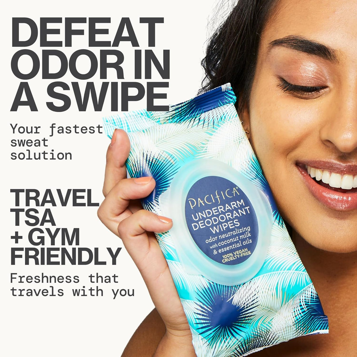 Pacifica Beauty Coconut Milk & Essential Oils Underarm Deodorant Wipes, Helps Remove Odor