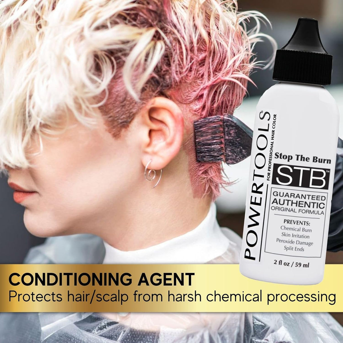 POWERTOOLS STB, The Original Stop The Burn 2 oz | Mix Directly Into Hair Color Formula To Lessen