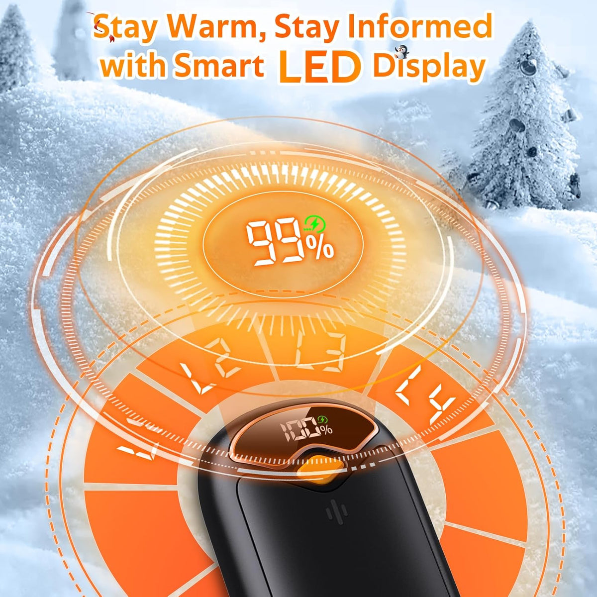 Hand Warmers Rechargeable - Magnetic Electric Hand Warmers 2 Pack, LED Display, 4 Settings Fast