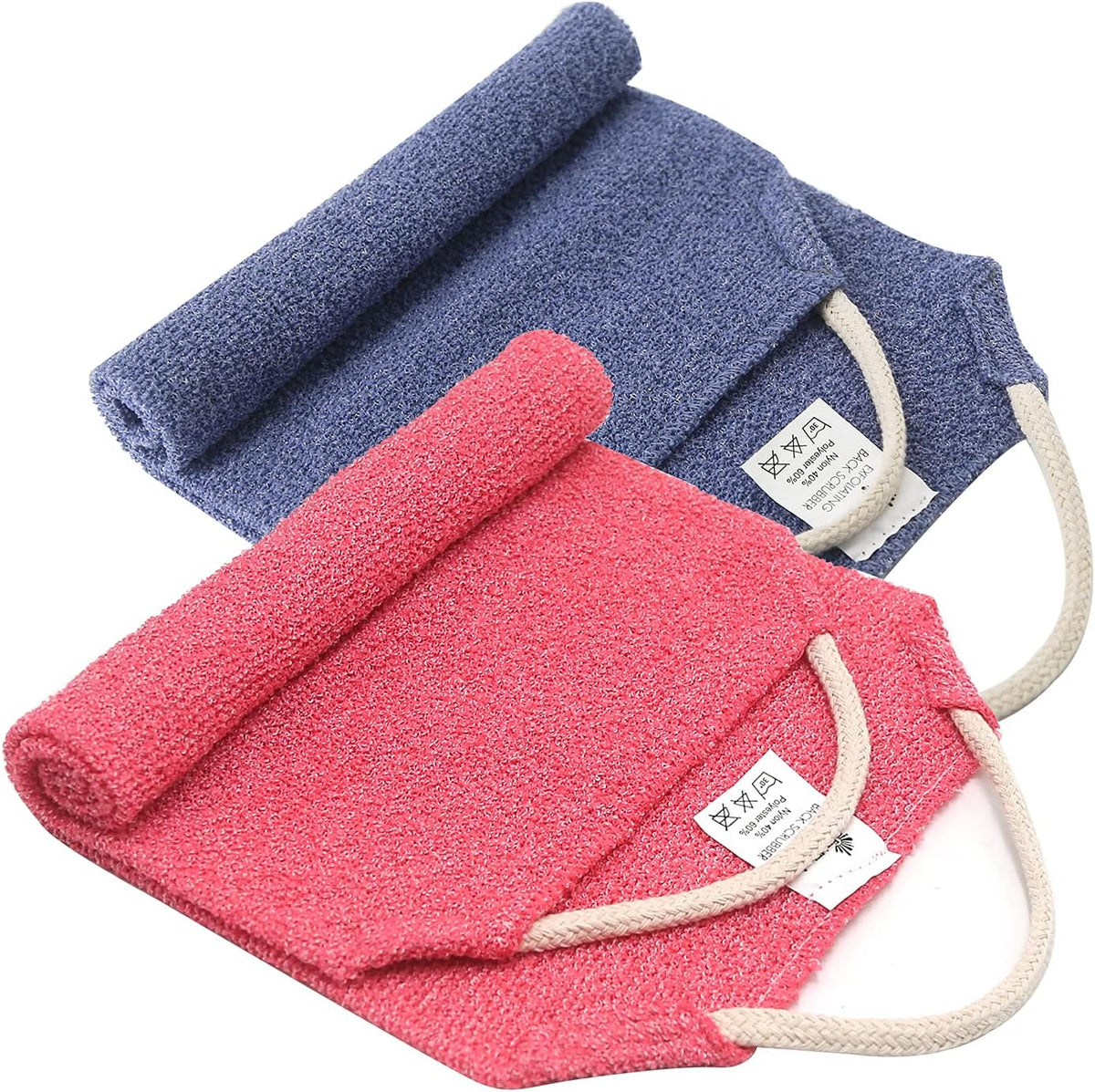Evridwear Exfoliating Back Scrubber for Shower - Double-Sided Body Scrubber with Handles, Deep