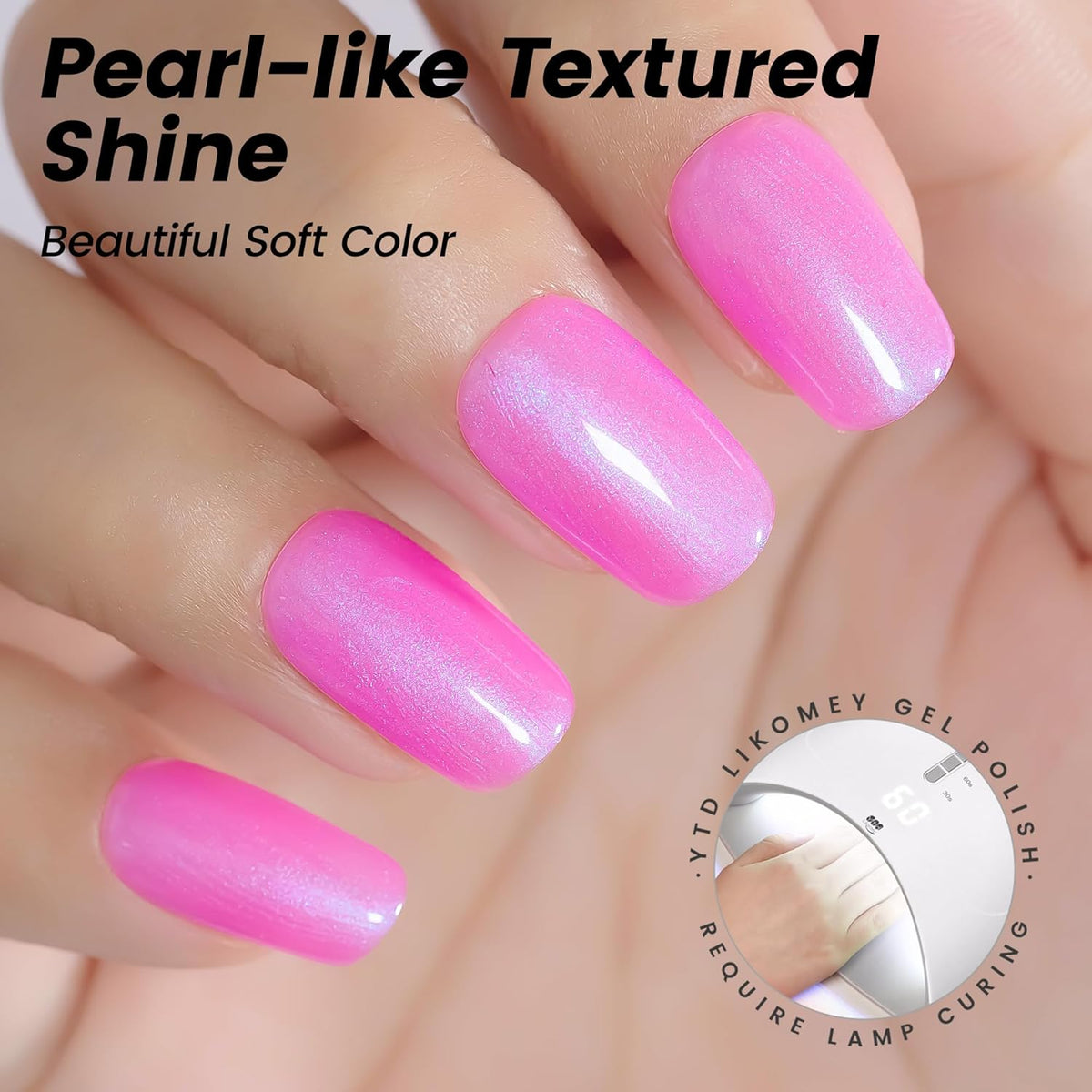 YTD Likomey Gel Nail Polish,15ml Pearlescent Pink Glitter Fall Winter Shimmer Shiny Sparkly Salon