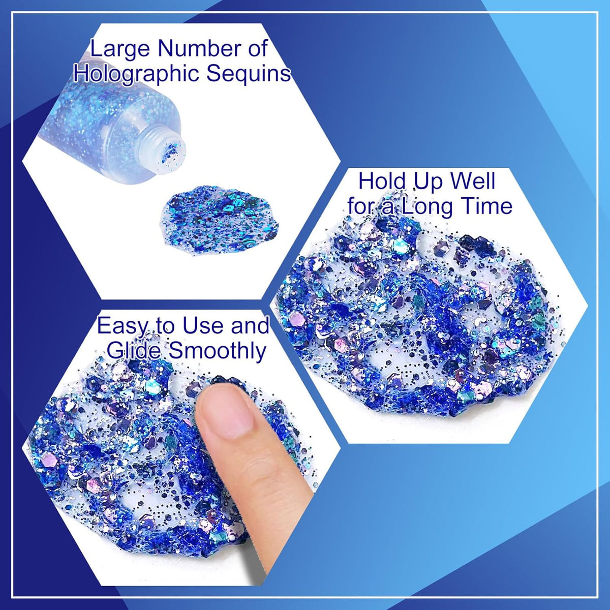 MEICOLY Chameleon Blue Body & Face Glitter Gel, Color Changing Mermaid Sparkle for Concerts &