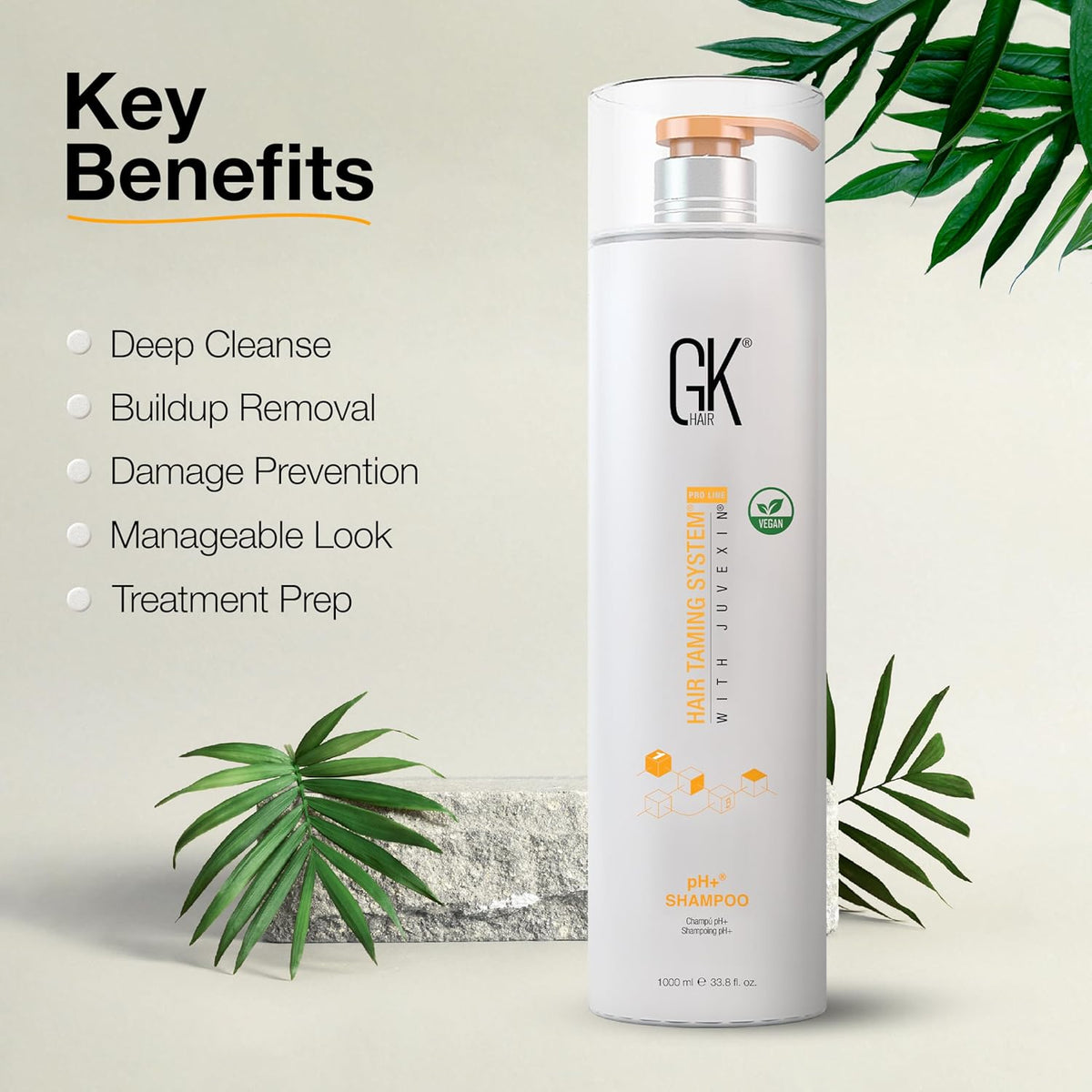 Global Keratin GK HAIR pH+ Pre-Treatment Clarifying Shampoo (33.8 Fl Oz/1000ml) For Preps Hair Deep